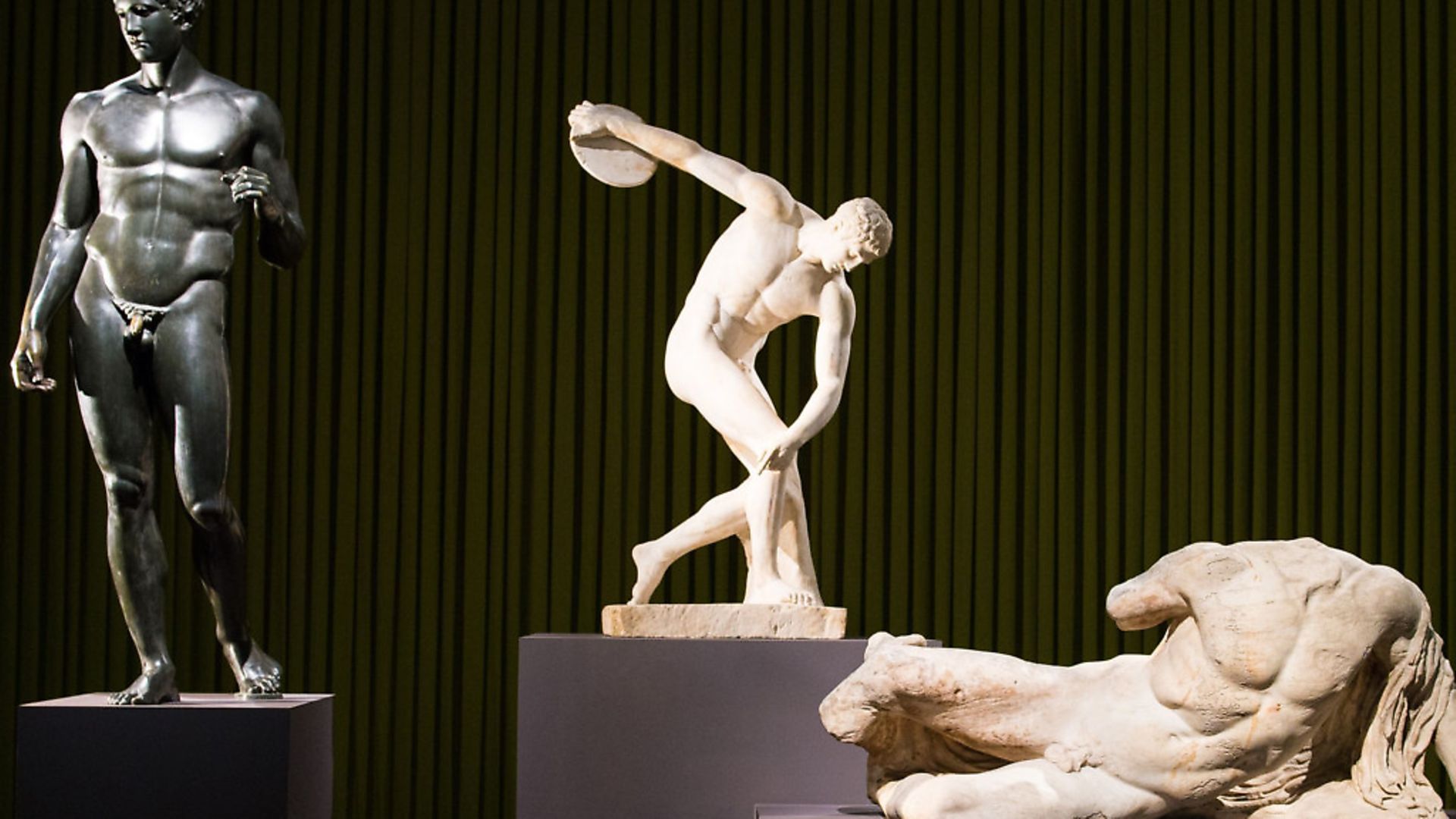 Sculptures in the Ancient Greek Art exhibition at the British Museum including 'Discobolus' (Discus Thrower). Sophia Deboick explores how music as we know it began in 440 BC. Picture:  Dominic Lipinski/PA Archive/PA Images - Credit: PA Archive/PA Images