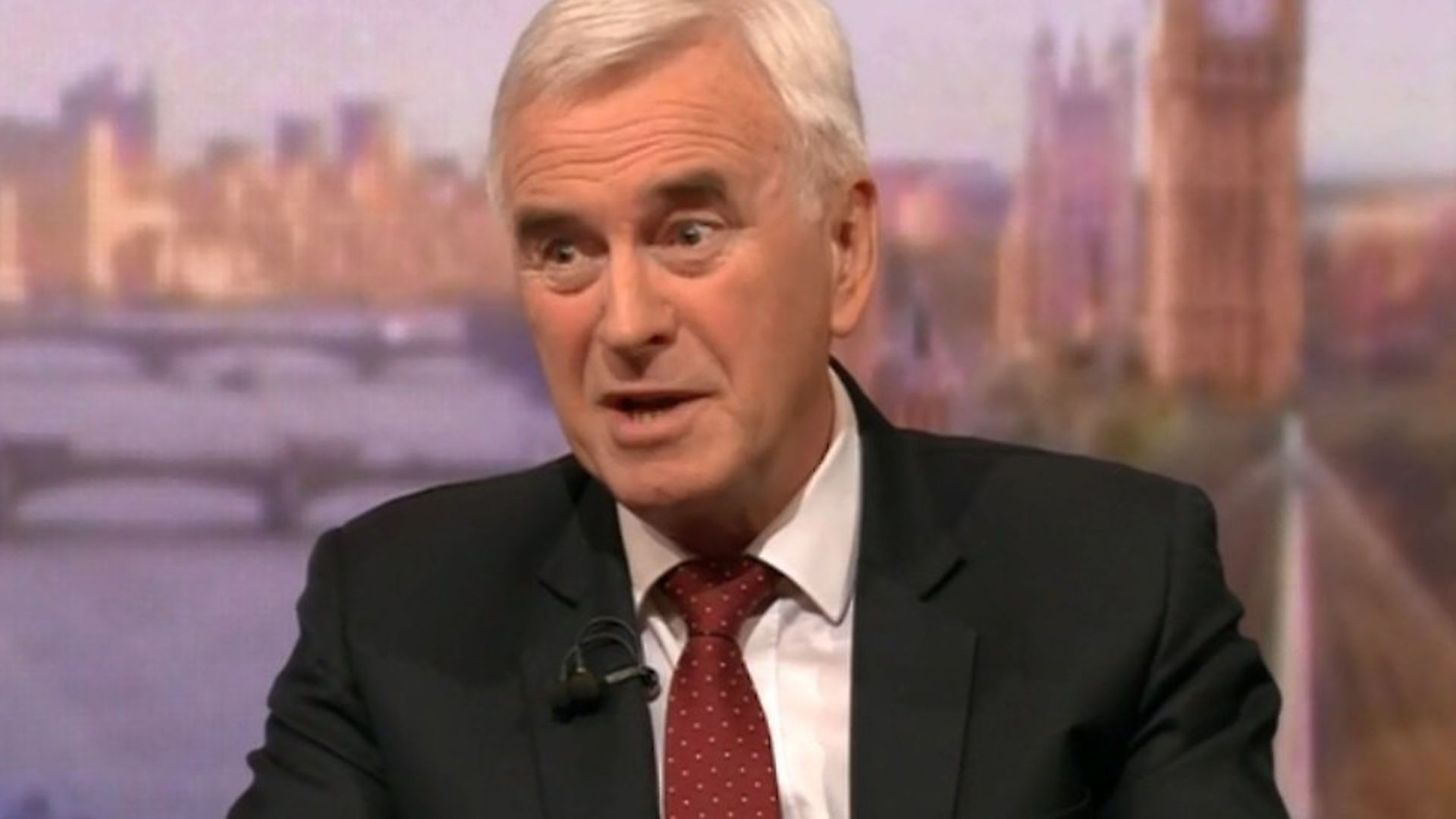Shadow chancellor John McDonnell appears on BBC's Andrew Marr Show. Photograph: BBC. - Credit: Archant