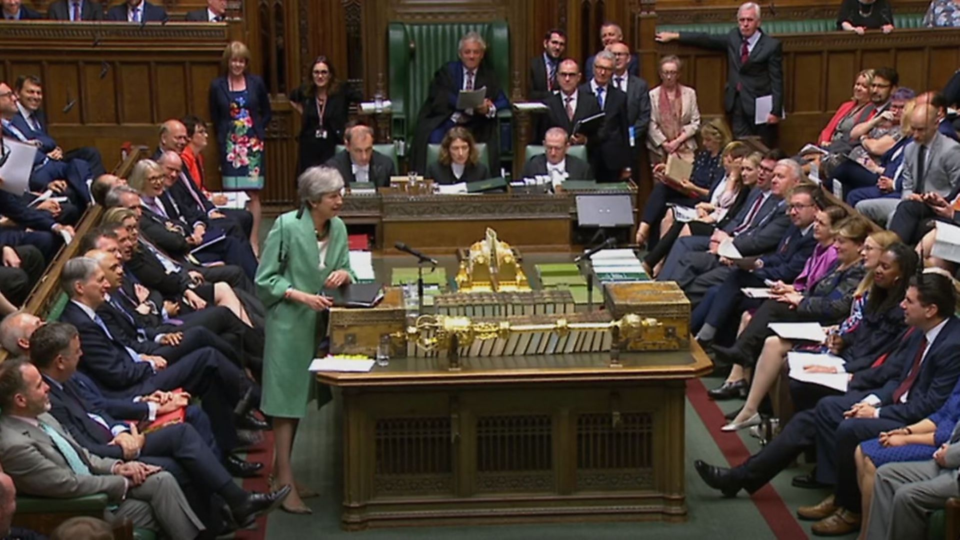 Theresa May during PMQs. Photograph: House of Commons/PA Wire. - Credit: PA