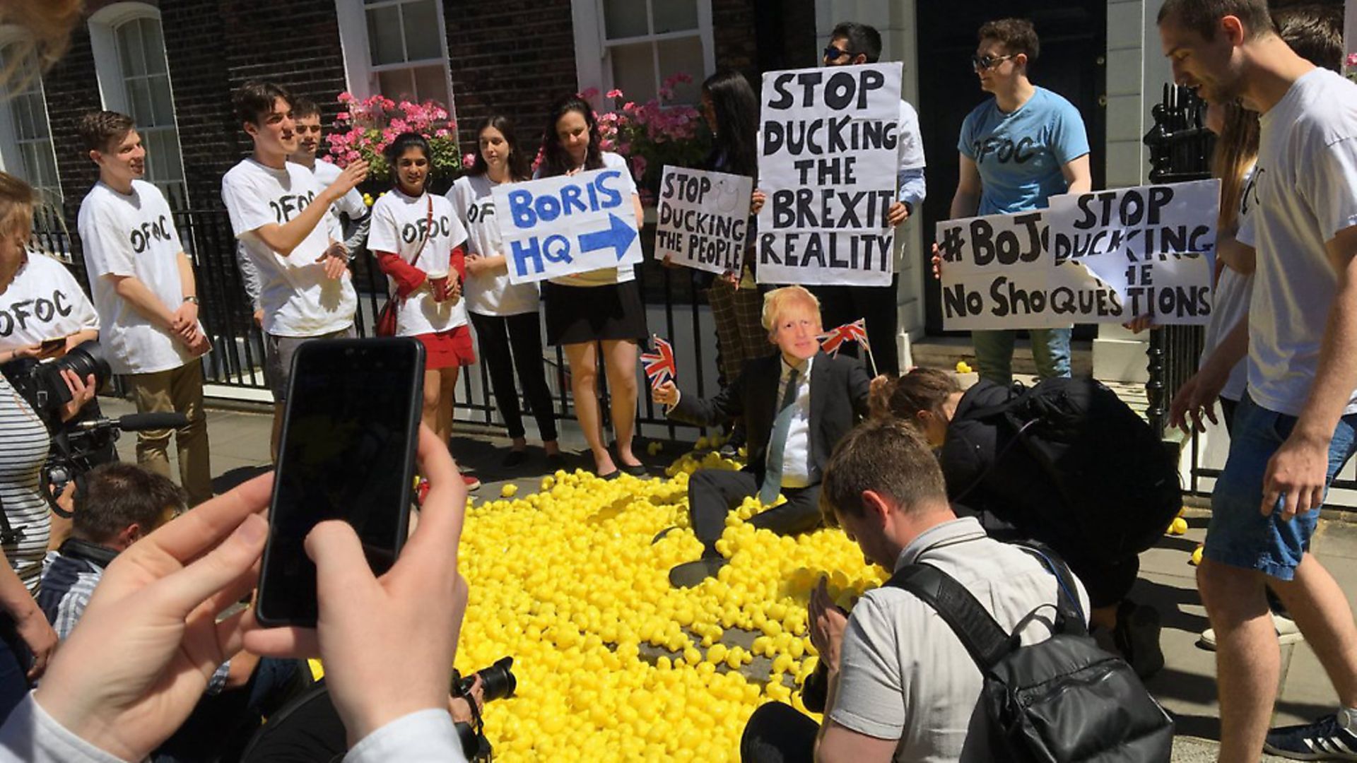 Boris Johnson is accused of ducking Brexit reality in the latest Our Future Our Choice stunt. Photograph: Sarah Horsman. - Credit: Archant