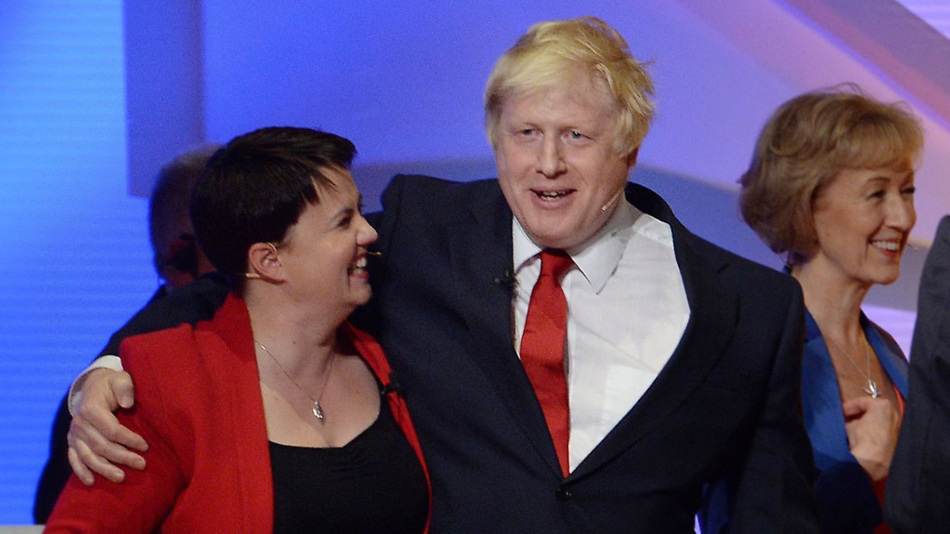 Boris Johnson and Scottish Conservative leader Ruth Davidson embrace after an EU referendum debate. (Stefan Rousseau/PA) - Credit: PA Archive/PA Images