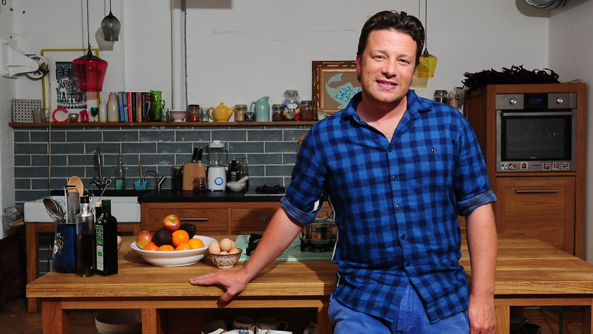 Chef Jamie Oliver in a kitchen in London. Photograph: Ian West/PA. - Credit: PA Wire/PA Images