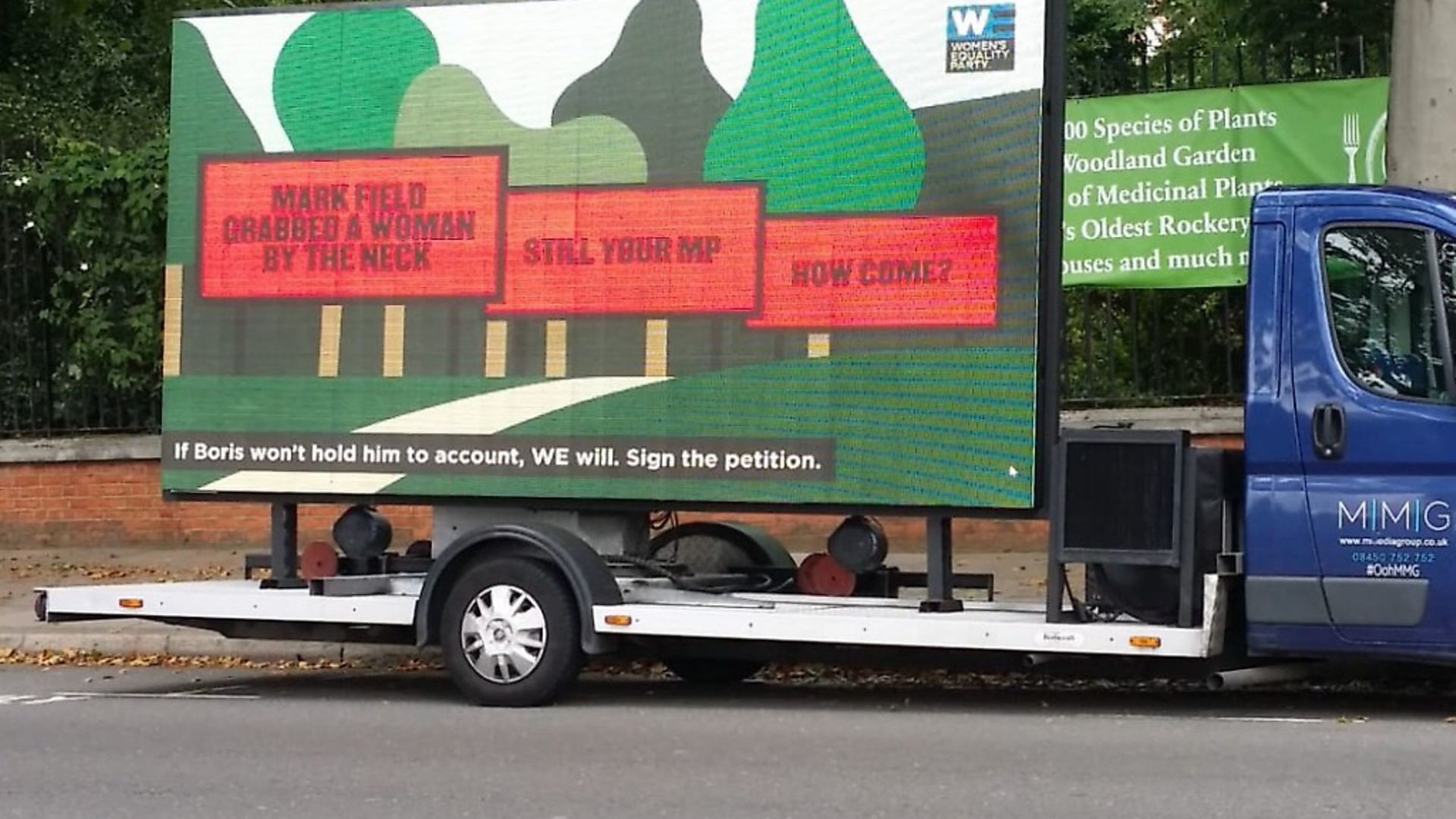 A billboard from the Womens Equality Party condemning Boris Johnsons decision to drop an investigation into Mark Field (Pic: Women's Equality Party) - Credit: Women's Equality Party