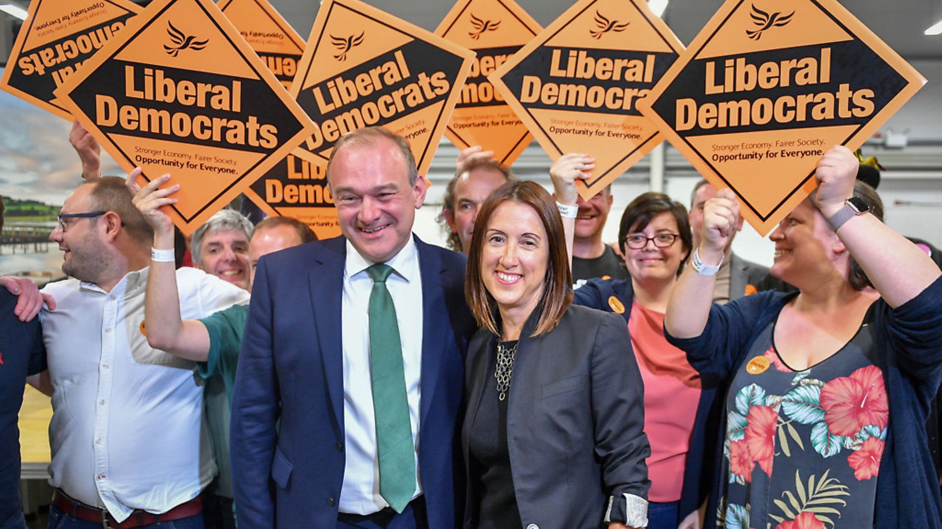 Liberal Democrats MP Jane Dodds celebrates with supporters as she wins the seat in the Brecon and Radnorshire by-election. Photograph: Ben Birchall/PA Wire. - Credit: PA