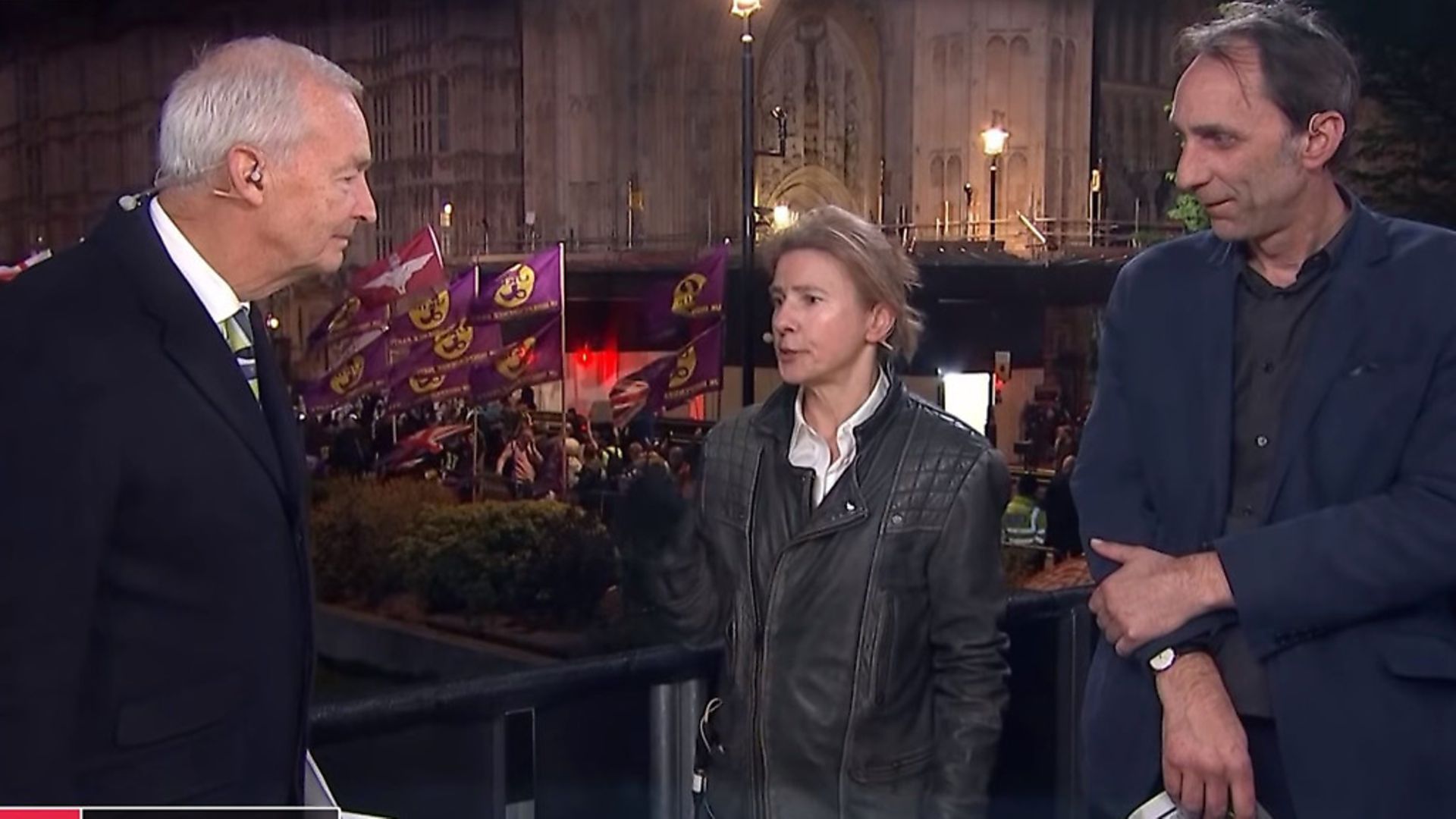 Jon Snow appears on Channel 4 News with Will Self and Lionel Shriver. Photograph: Channel 4 News. - Credit: Archant