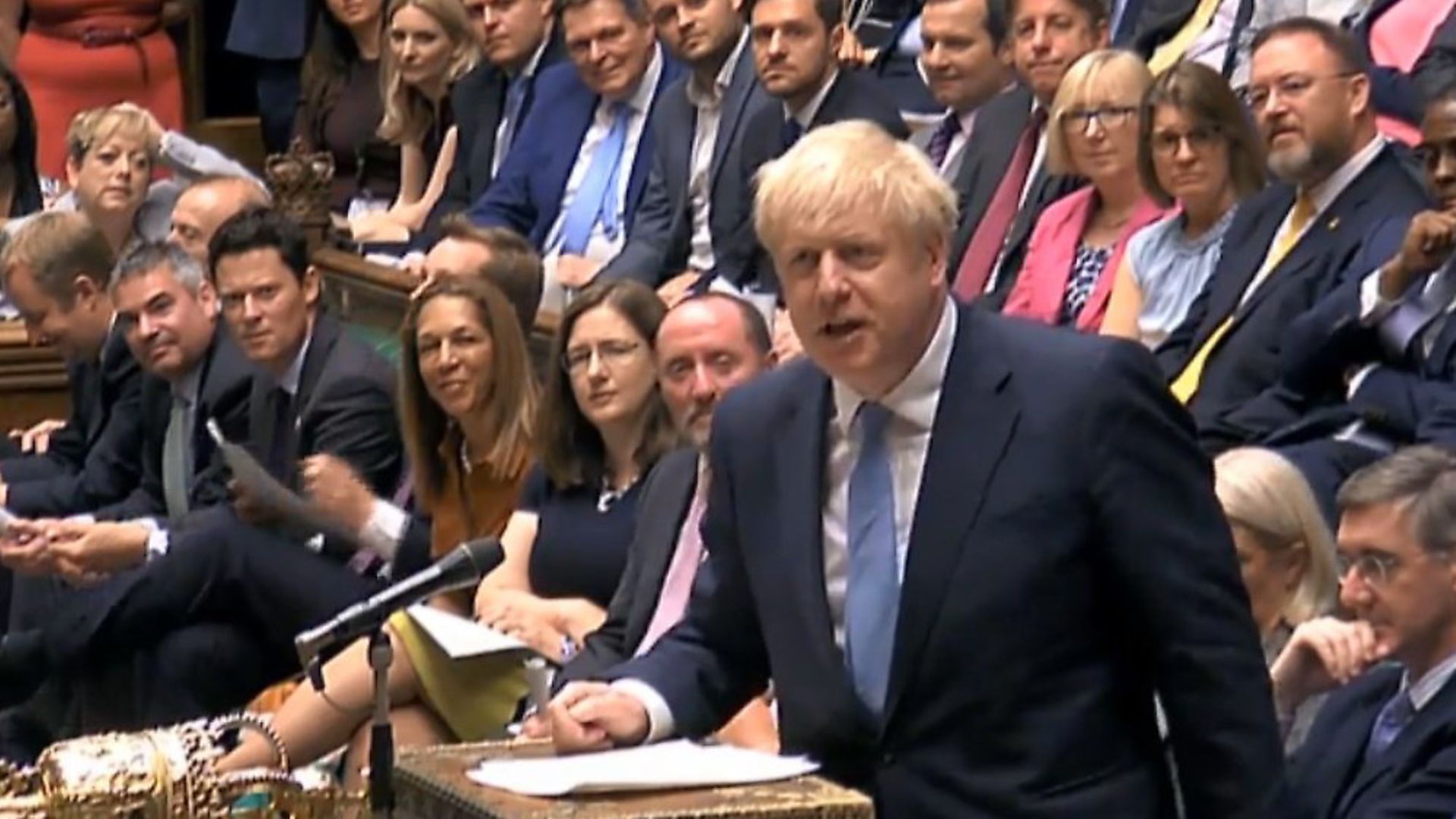 Boris Johnson delivers his maiden speech as prime minister. Photograph: PARLIAMENT TV. - Credit: Archant