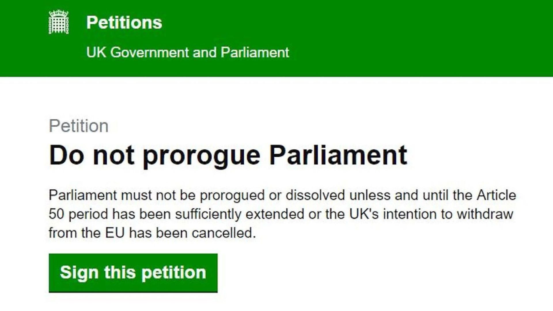 The petition against the prorogation of parliament. Photograph: Parliament. - Credit: Archant