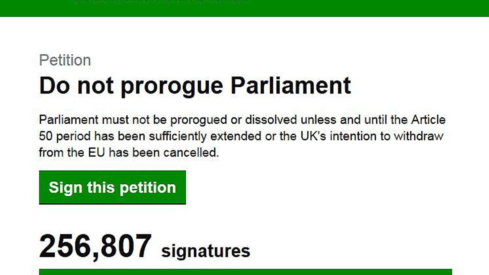 A petition calling on the government not to prorogue parliament has smashed its target to be considered for a debate. Picture: HM Government - Credit: HM Government
