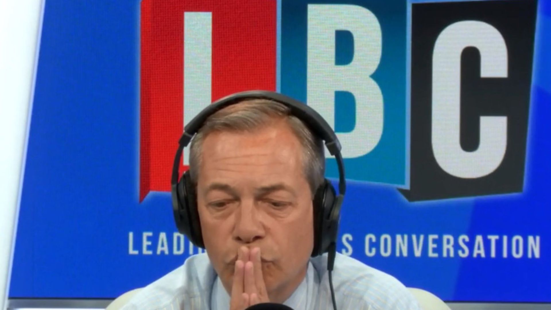 Nigel Farage on his LBC radio programme. Photograph: LBC/Global. - Credit: Archant