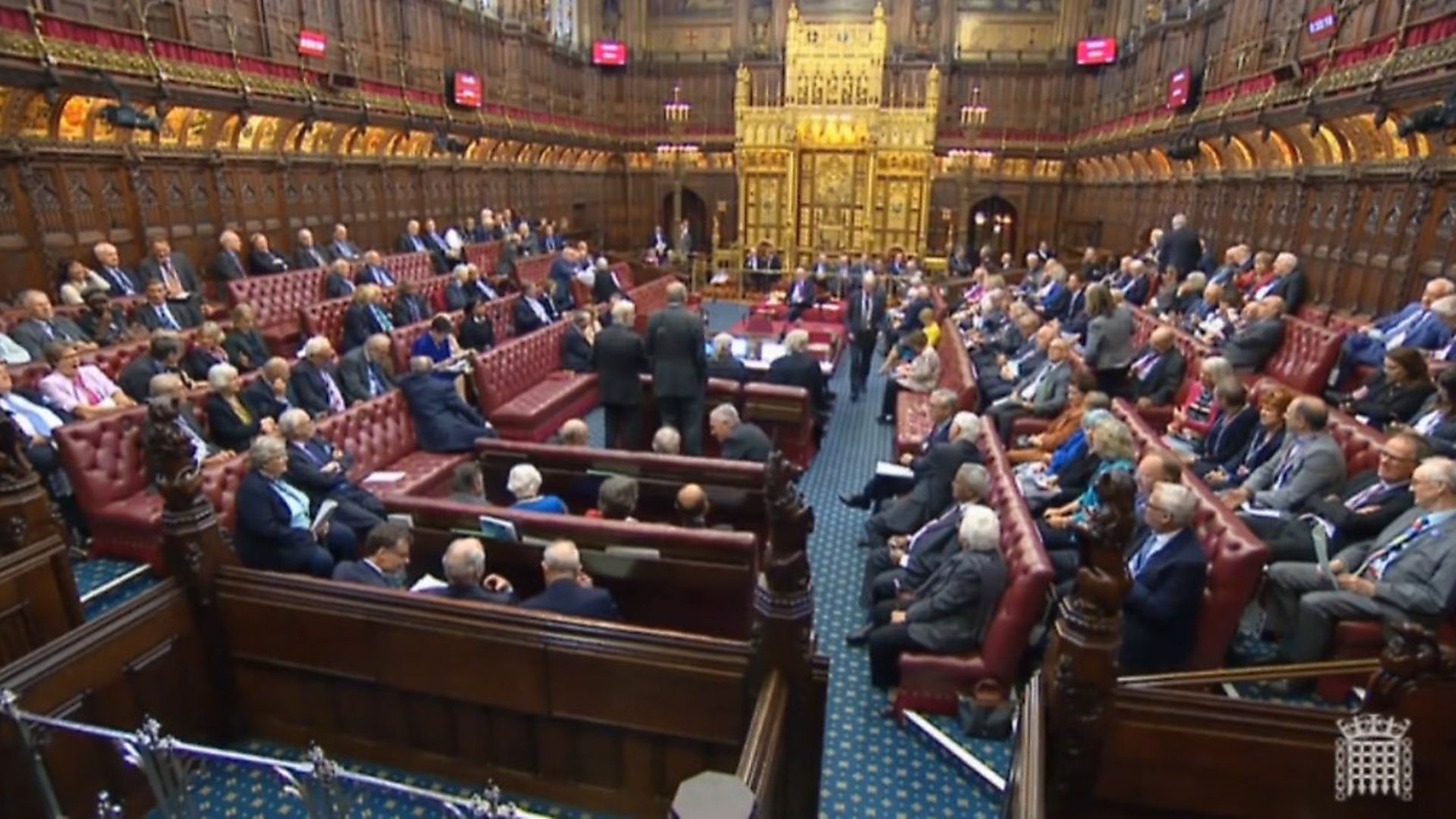 The House of Lords during the vote on the Brexit delay bill. Photograph: Parliament TV. - Credit: Archant