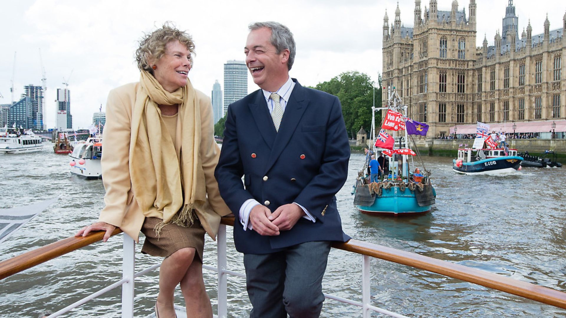 Kate Hoey and Nigel Farage show their support for the 'Leave' campaign ahead of the EU referendum.  (Photo by Jeff Spicer/Getty Images) - Credit: Getty Images
