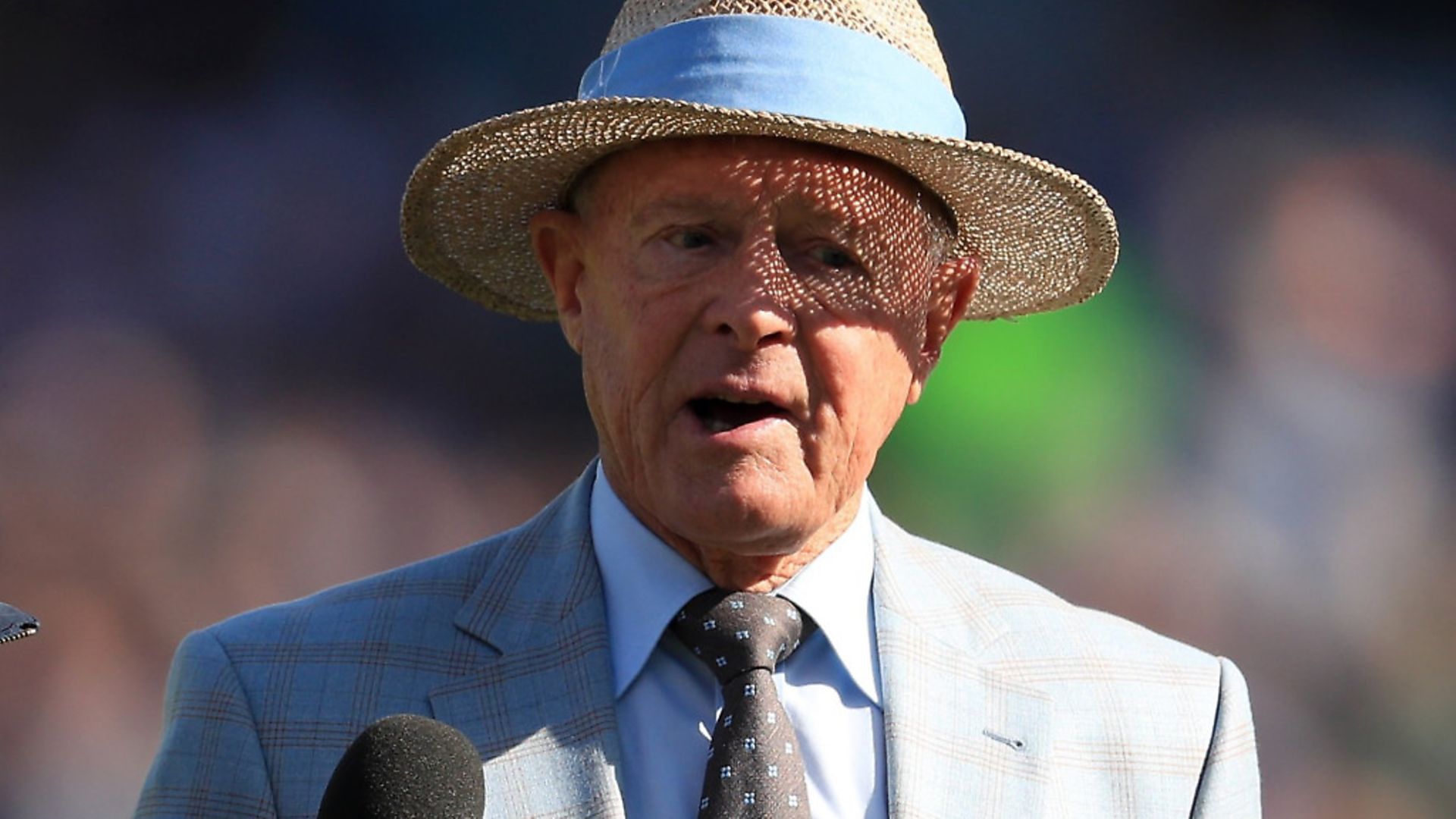 TV Presenter Allison Mitchell (left) interviews Geoffrey Boycott during day five of the fourth Ashes Test at Emirates Old Trafford, Manchester. - Credit: PA Wire/PA Images