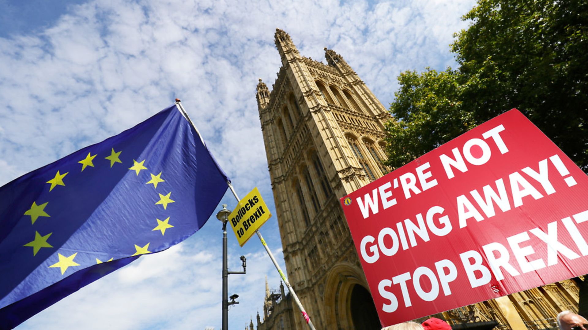 Anti-Brexit protesters outside the Houses of Parliament. Photograph: Aaron Chown/PA. - Credit: PA Wire/PA Images