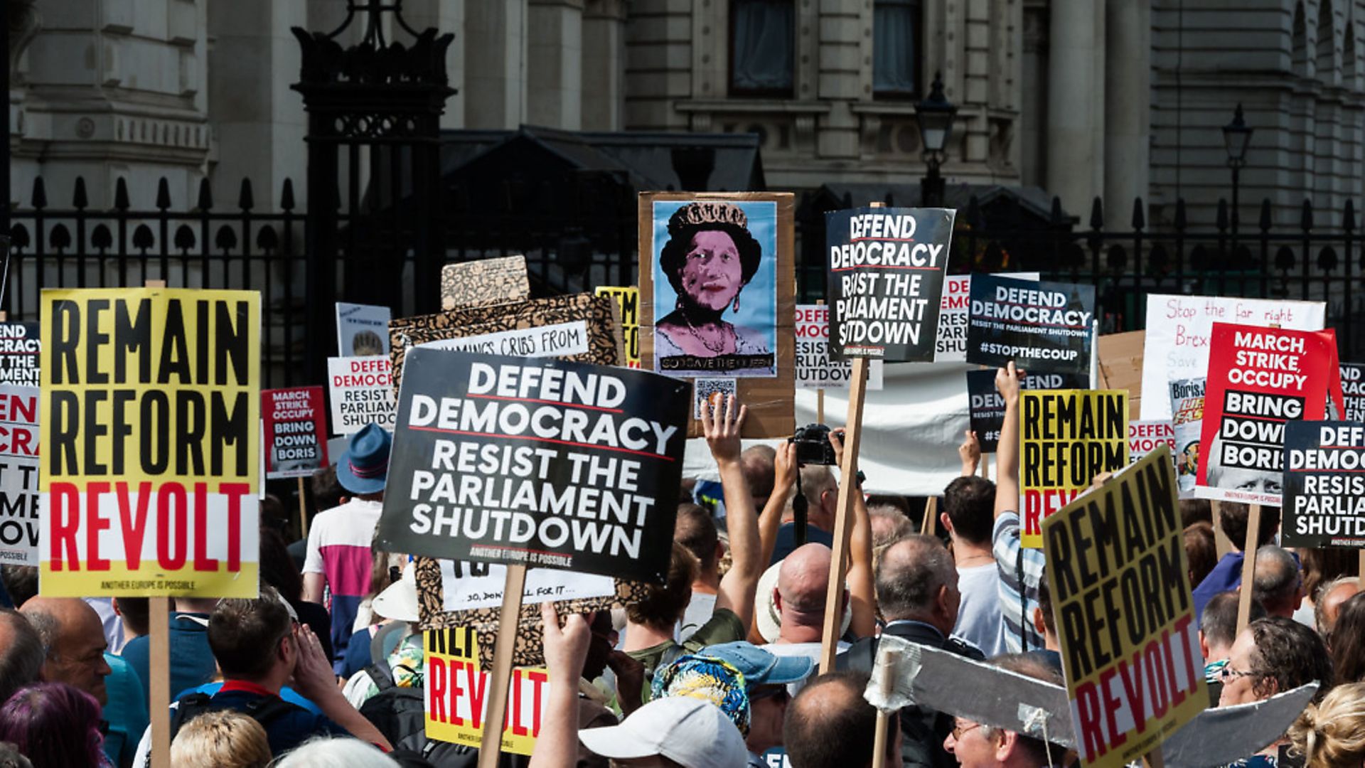 Thousands of demonstrators gather outside Downing Street to take part in Stop the Coup protests. (Photo by WIktor Szymanowicz/NurPhoto via Getty Images) - Credit: NurPhoto via Getty Images