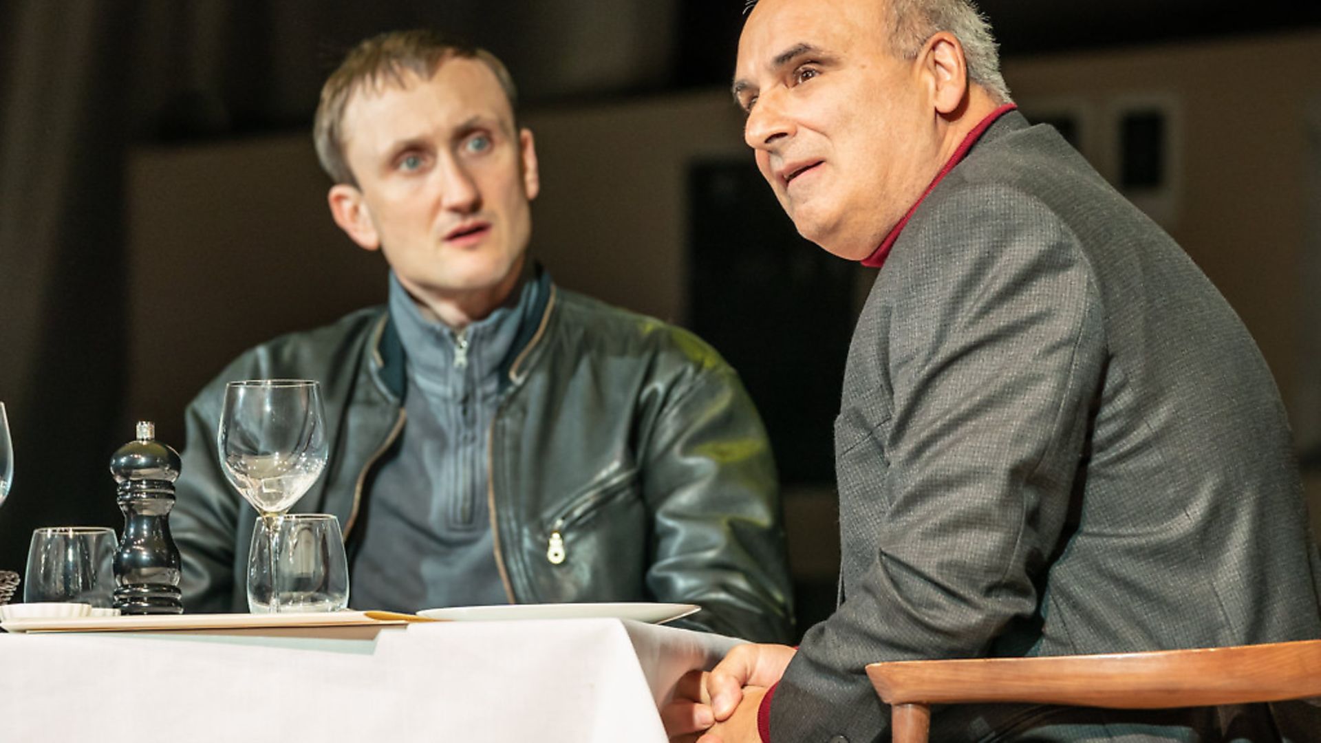 Tom Brooke as Alexander Litvinenko and Peter Polycarpou as Boris Berezovsky in A Very Expensive Poison - Credit: Archant