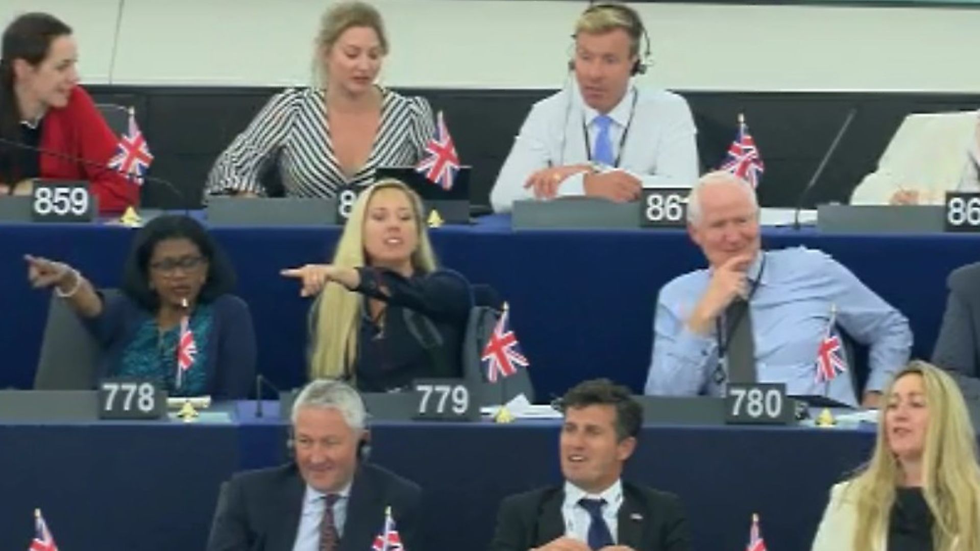 Brexit Party MEPs outraged by the use of 'Bollocks to Brexit' in parliament. Photograph: European Parliament. - Credit: Archant
