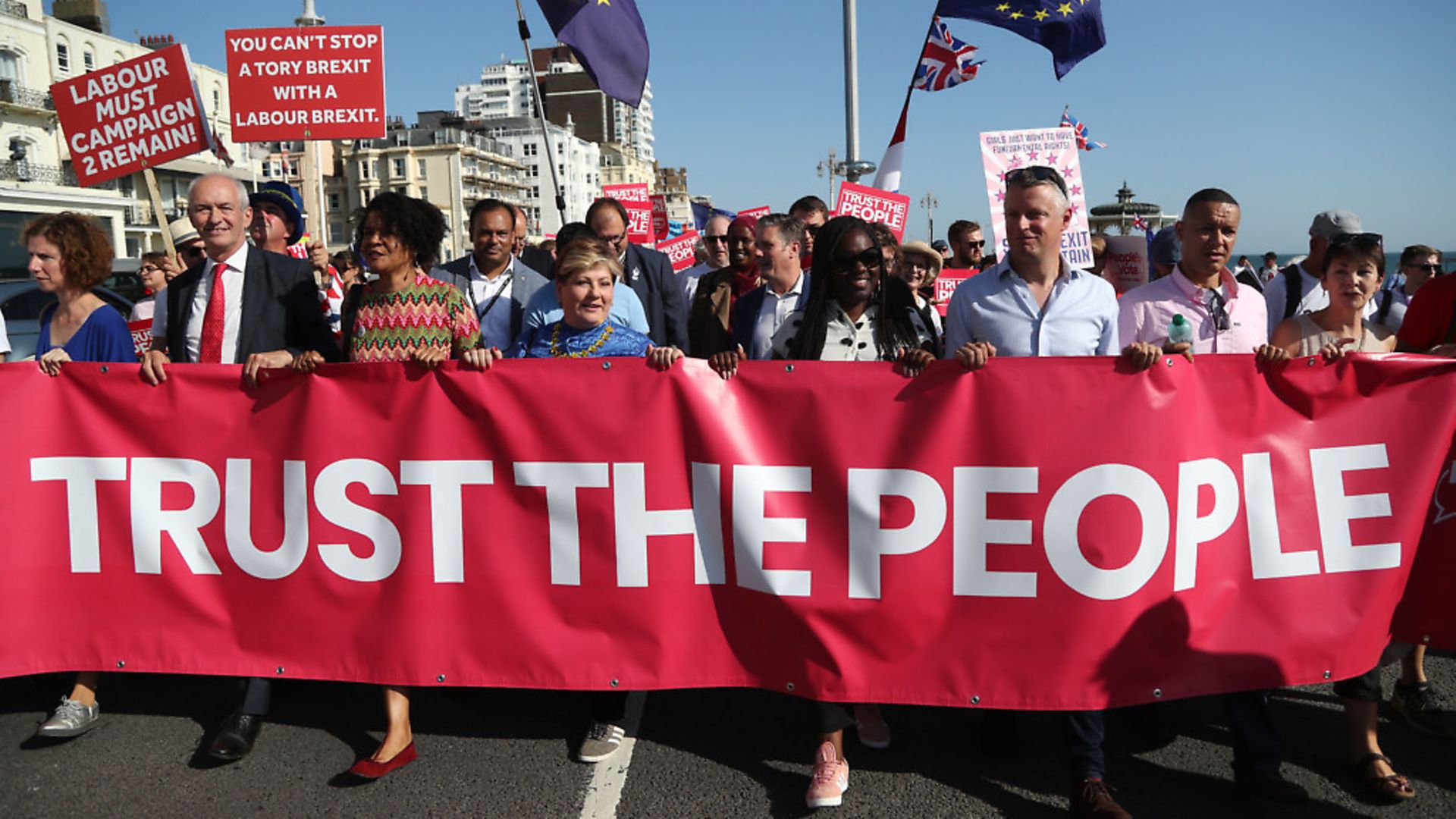 An anti-Brexit 'Trust the People' march and rally outside the Labour Party Conference in Brighton. Photograph: Gareth Fuller/PA Wire. - Credit: PA