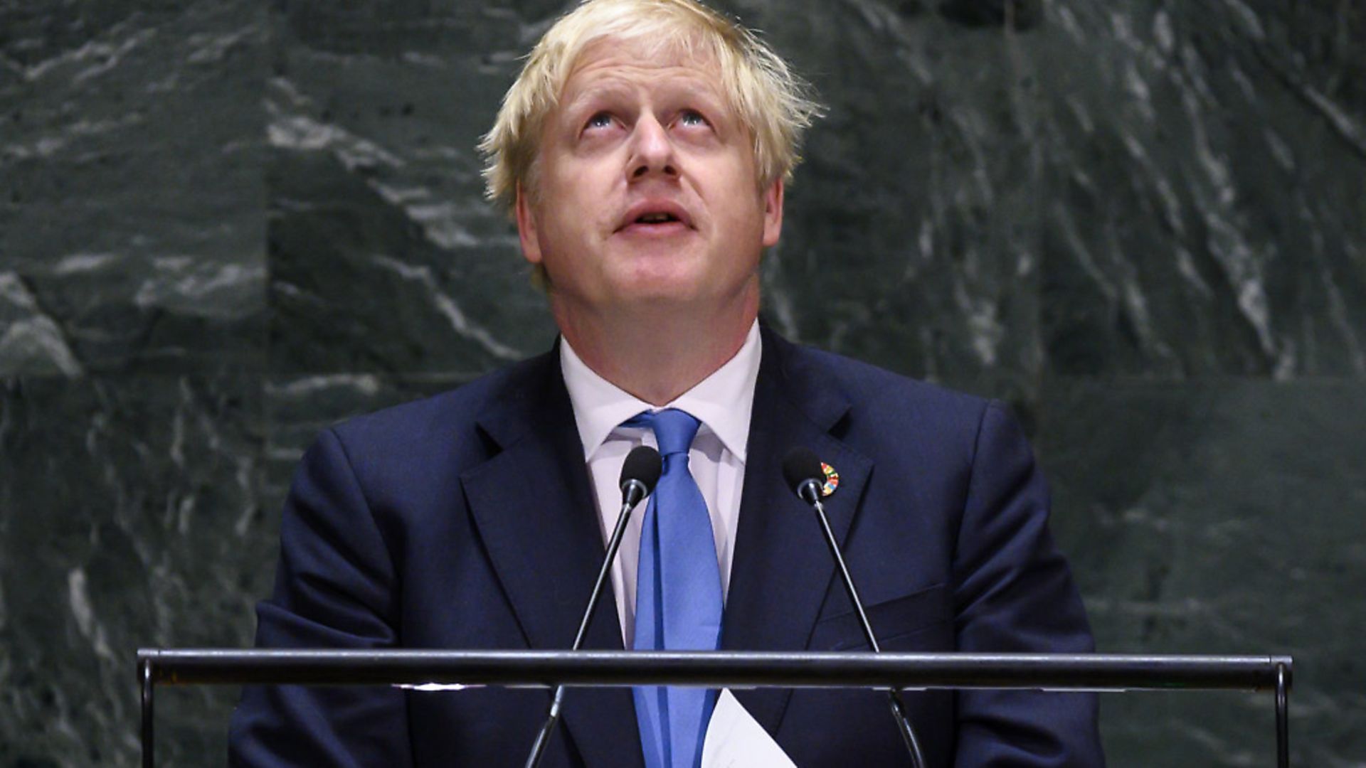 Boris Johnson speaks during the 74th session of the United Nations General Assembly. (Photograph by Johannes EISELE / AFP). - Credit: AFP/Getty Images