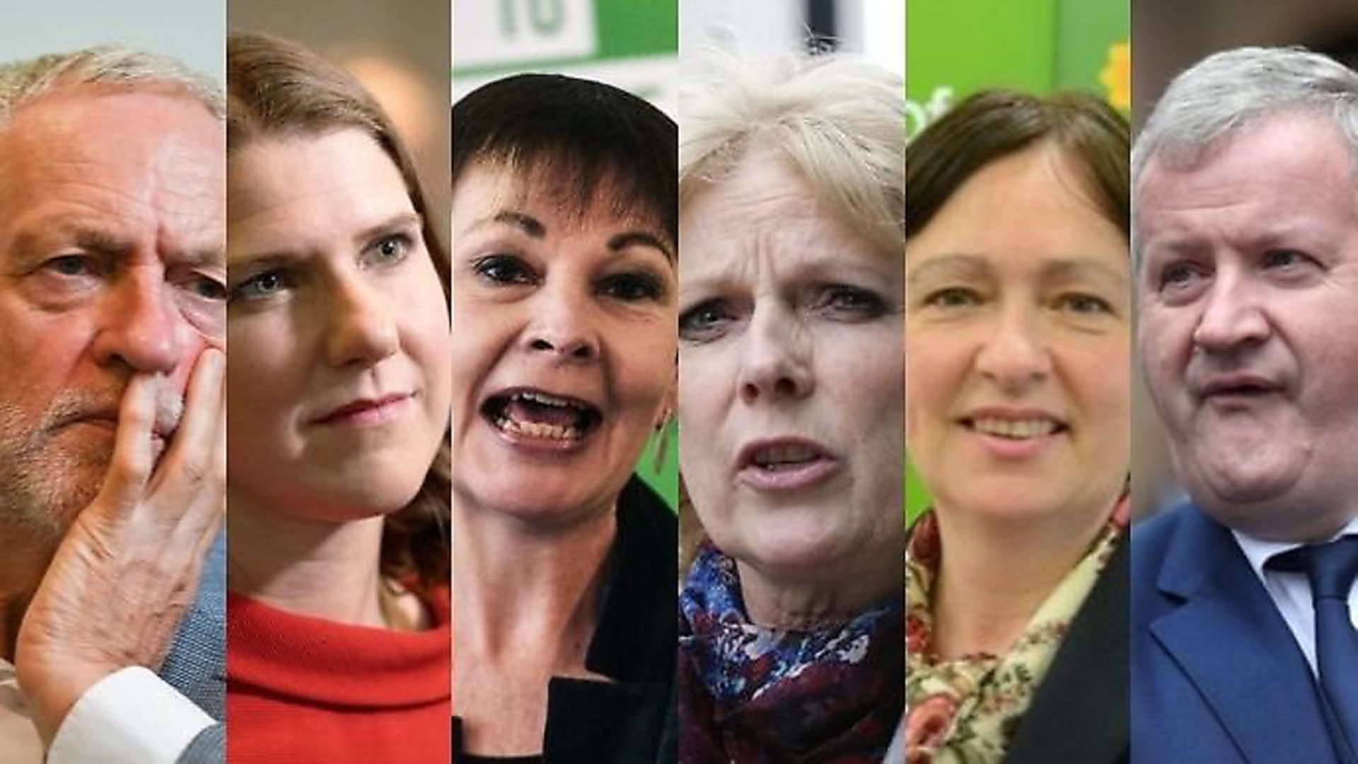Jeremy Corbyn, Jo Swinson, Caroline Lucas, Anna Soubry, Liz Saville-Roberts and Ian Blackford. Photograph: TNE/PA. - Credit: Archant