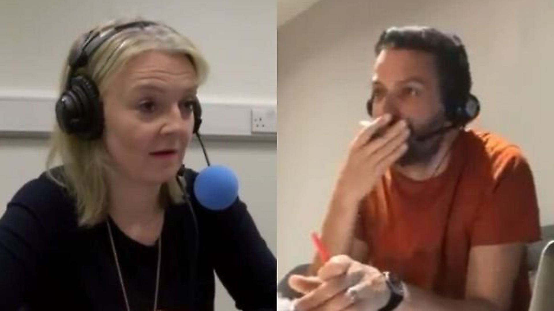 Liz Truss appears on Radio 5 Live as comedian Michael Spicer takes apart the interview. Photograph: Twitter. - Credit: Archant