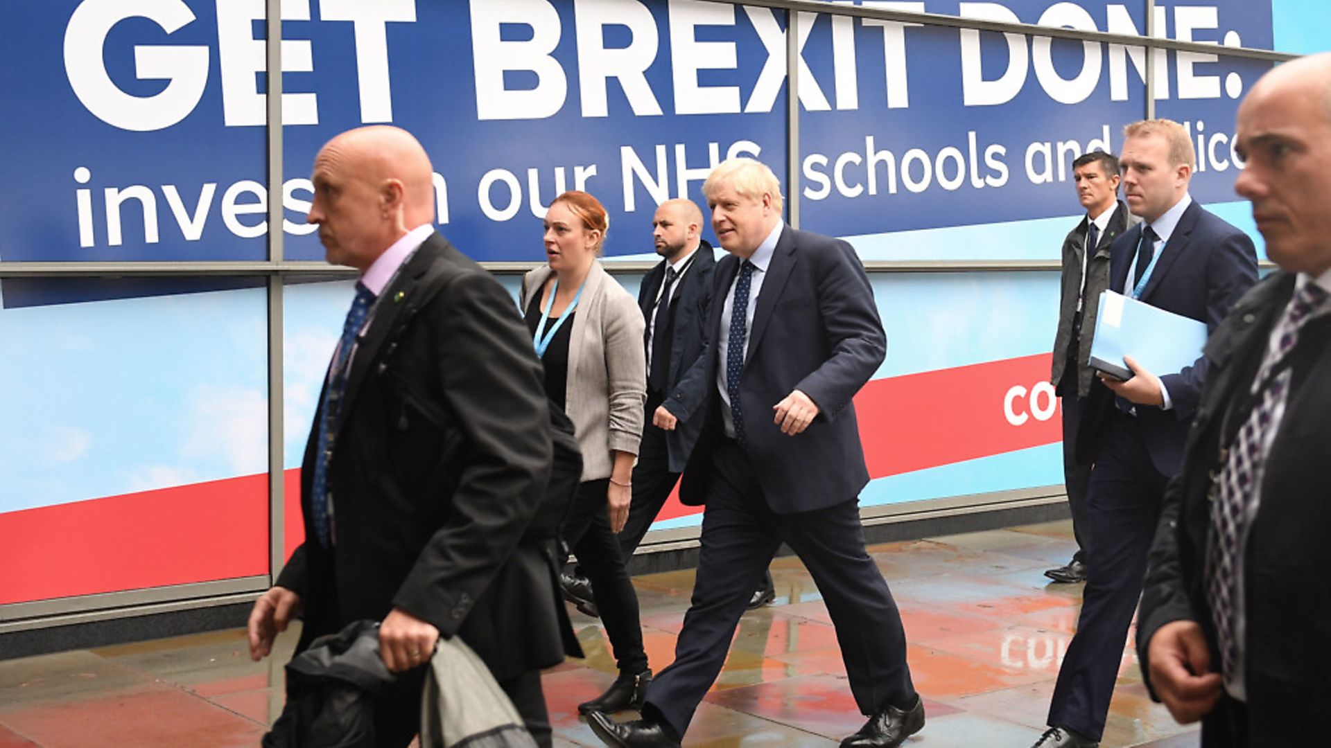 Prime minister Boris Johnson arrives at the Conservative Party Conference at Manchester Central. Photograph: Stefan Rousseau/PA Wire. - Credit: PA