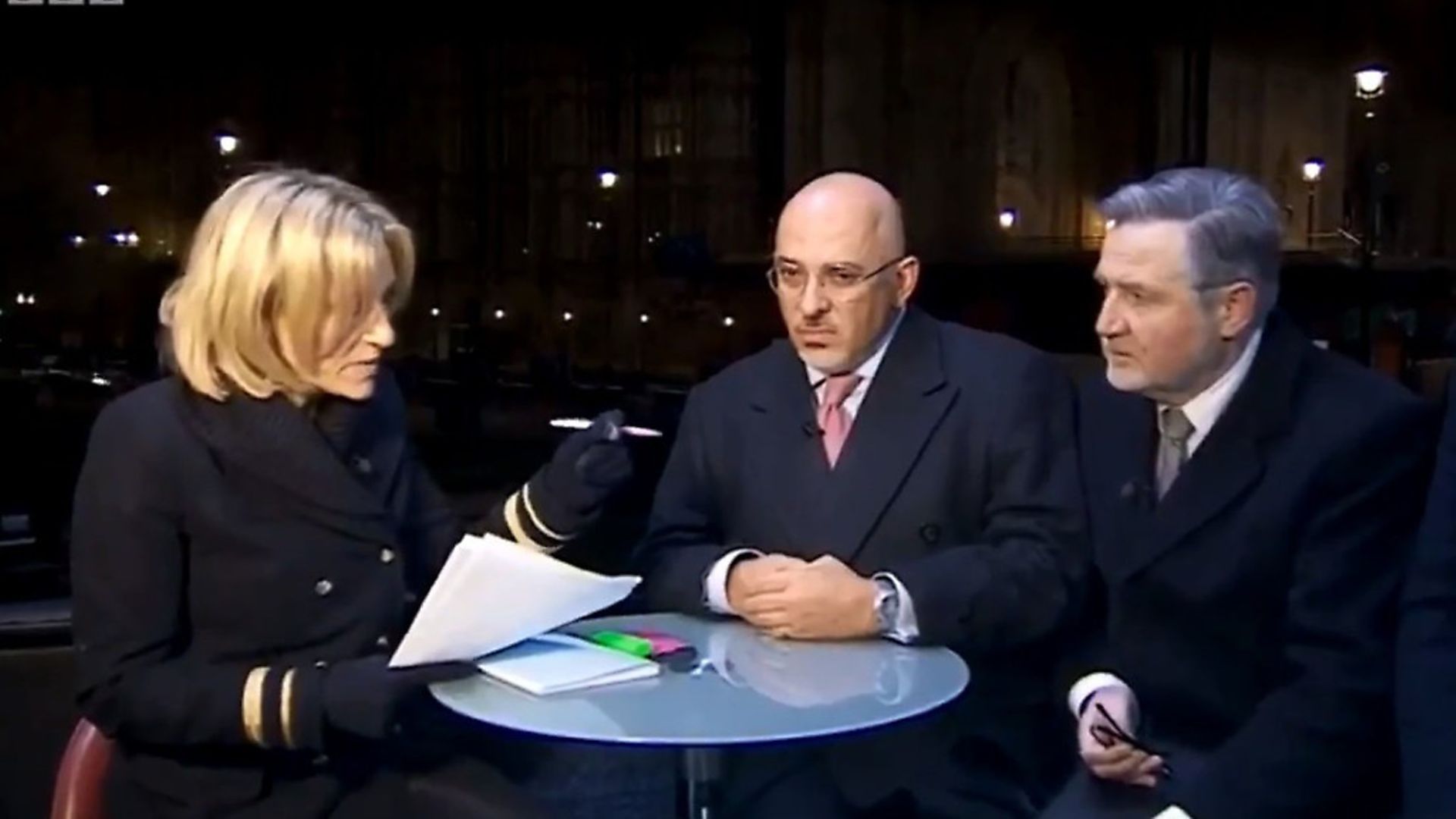 Emily Maitlis interviews Nadhim Zahawi and Barry Gardiner on BBC Newsnight. - Credit: Archant