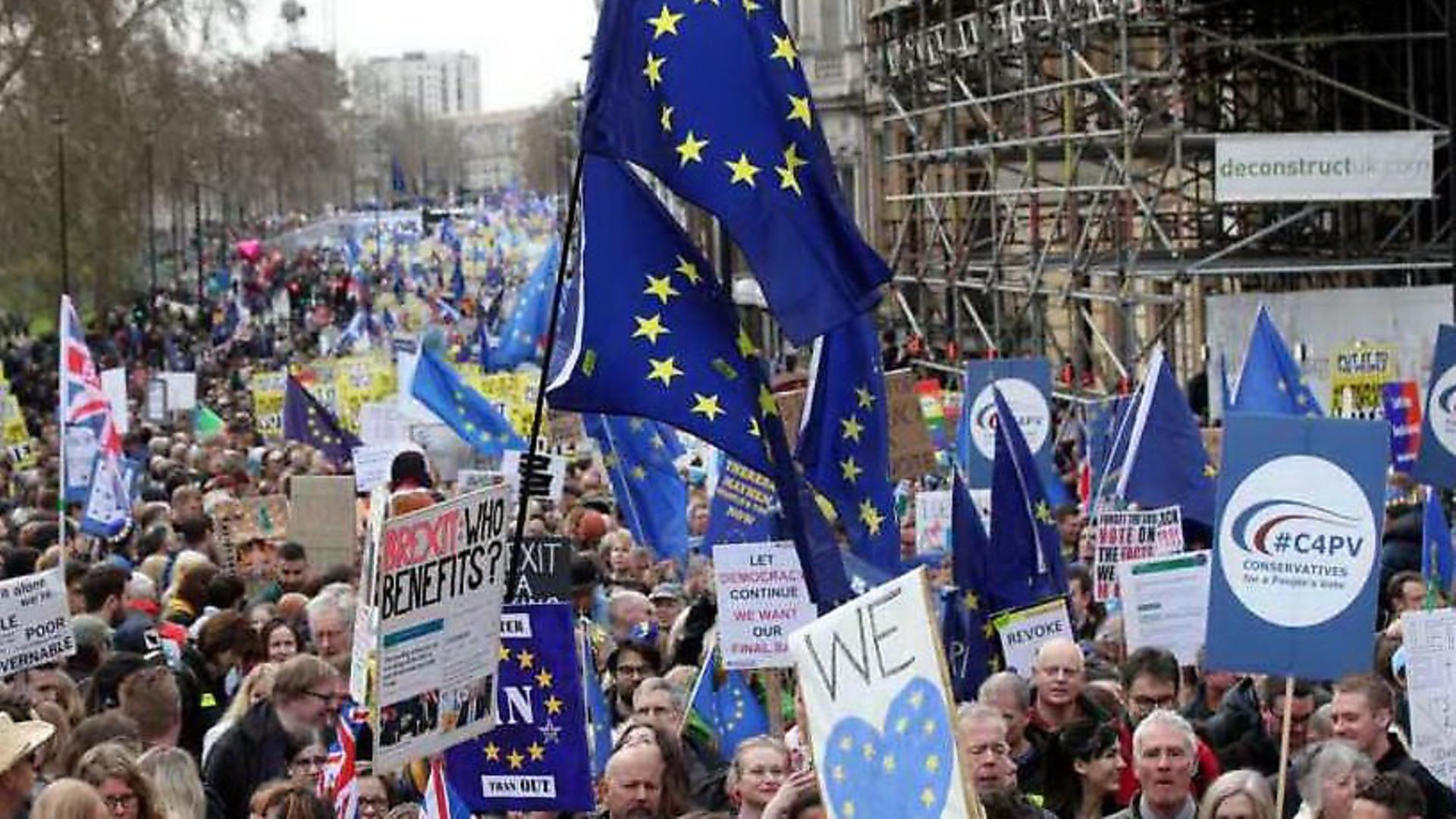 The People's Vote march making its way through central London (Pic: Yui Mok/PA Wire) - Credit: Yui Mok/PA Wire