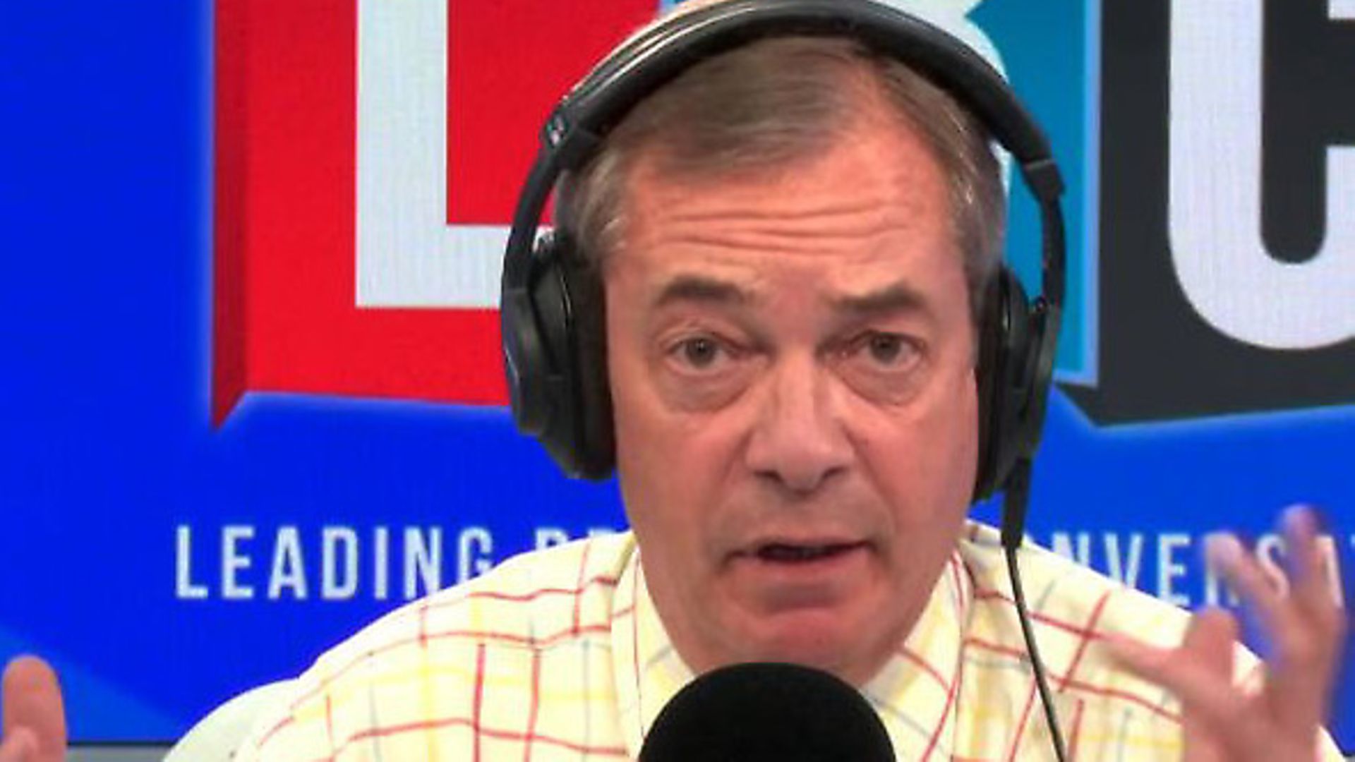 Nigel Farage appears on LBC. Photograph: Global/LBC. - Credit: Archant
