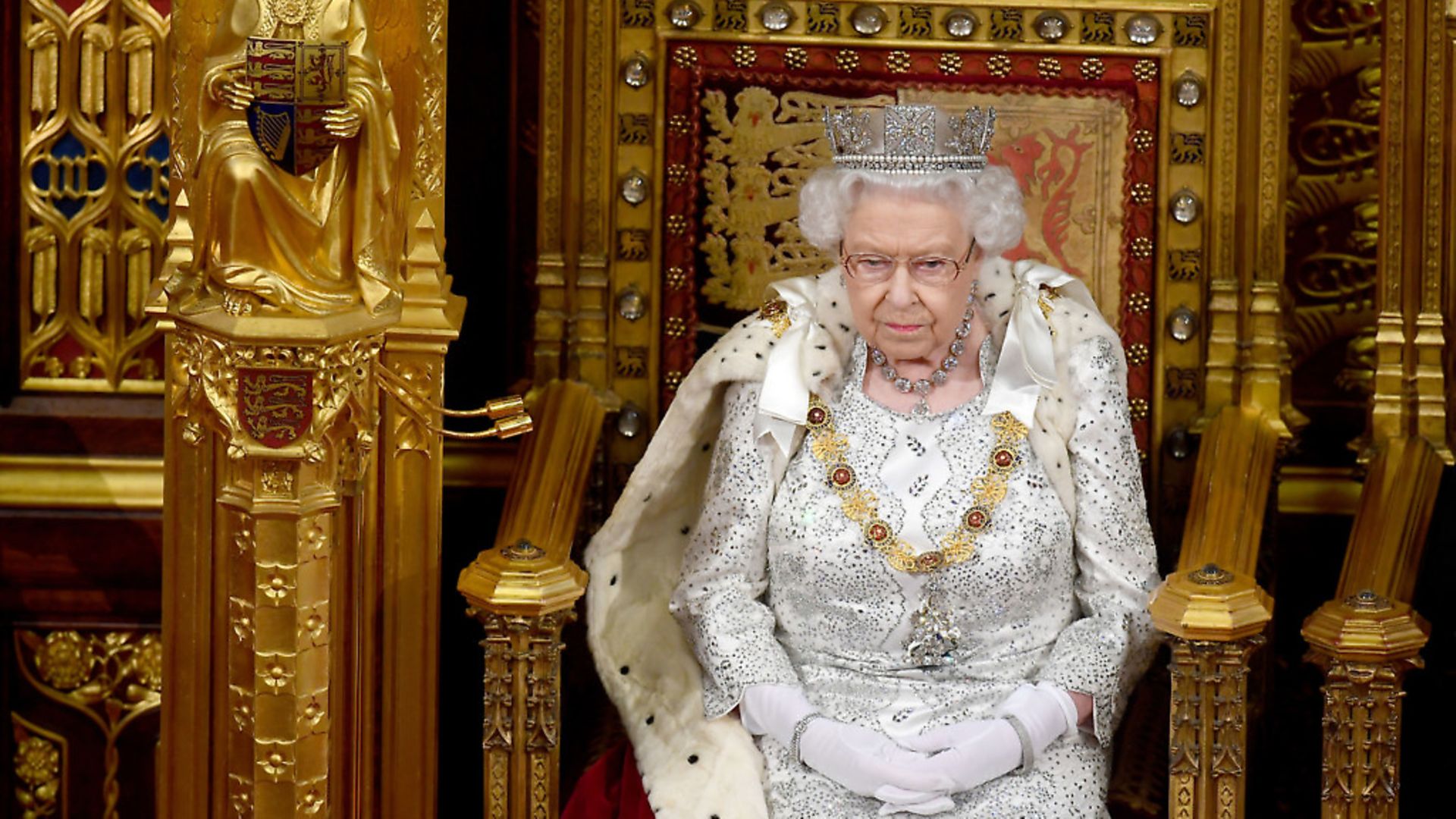Queen Elizabeth II during the State Opening of Parliament in the House of Lords at the Palace of Westminster in London. Photograph: Victoria Jones/PA Wire. - Credit: PA