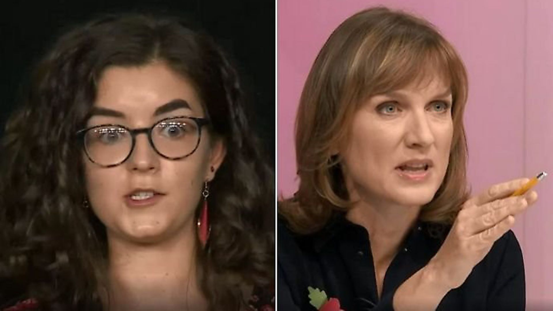A young audience member on BBC Question Time points out the allegations of wrongdoing in the Vote Leave campaign (left) but host Fiona Bruce dismissed them (right). Photograph: BBC. - Credit: Archant