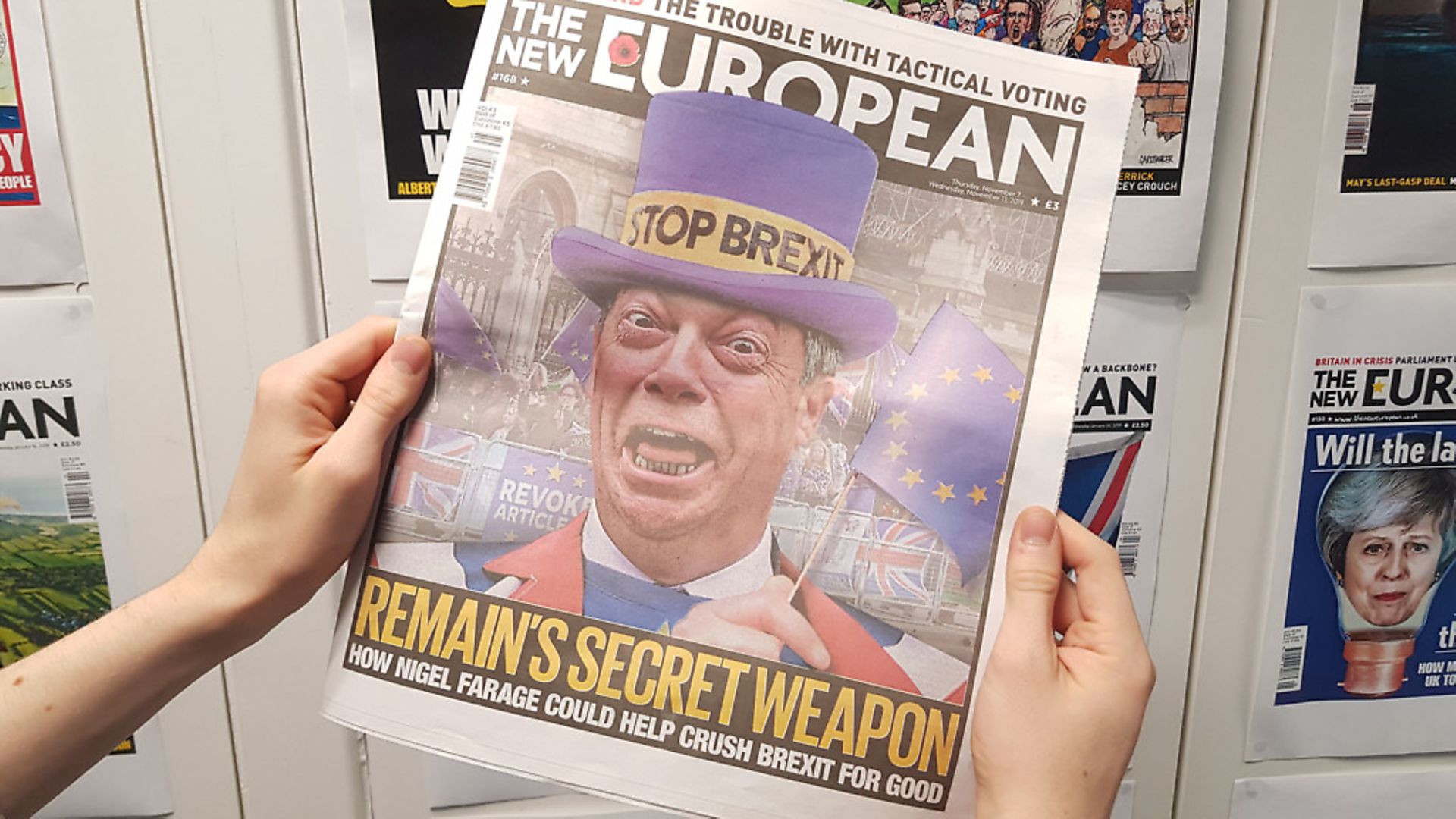 Remain's Secret Weapon? Nigel Farage pictured on the front of The New European's Issue #168. Photo: Jonothon Read - Credit: Archant