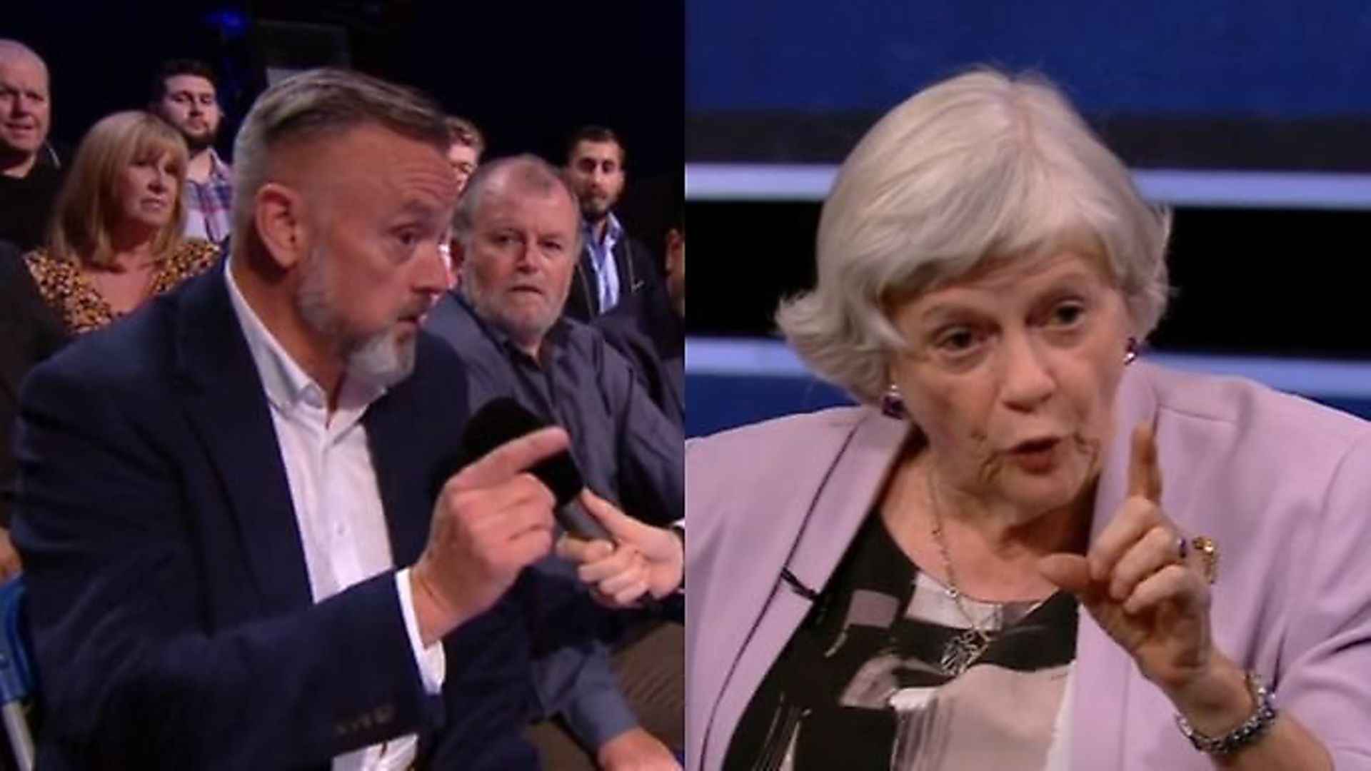 An audience member takes Ann Widdecombe to task for 'spreading hate'. Photograph: Channel 5. - Credit: Archant