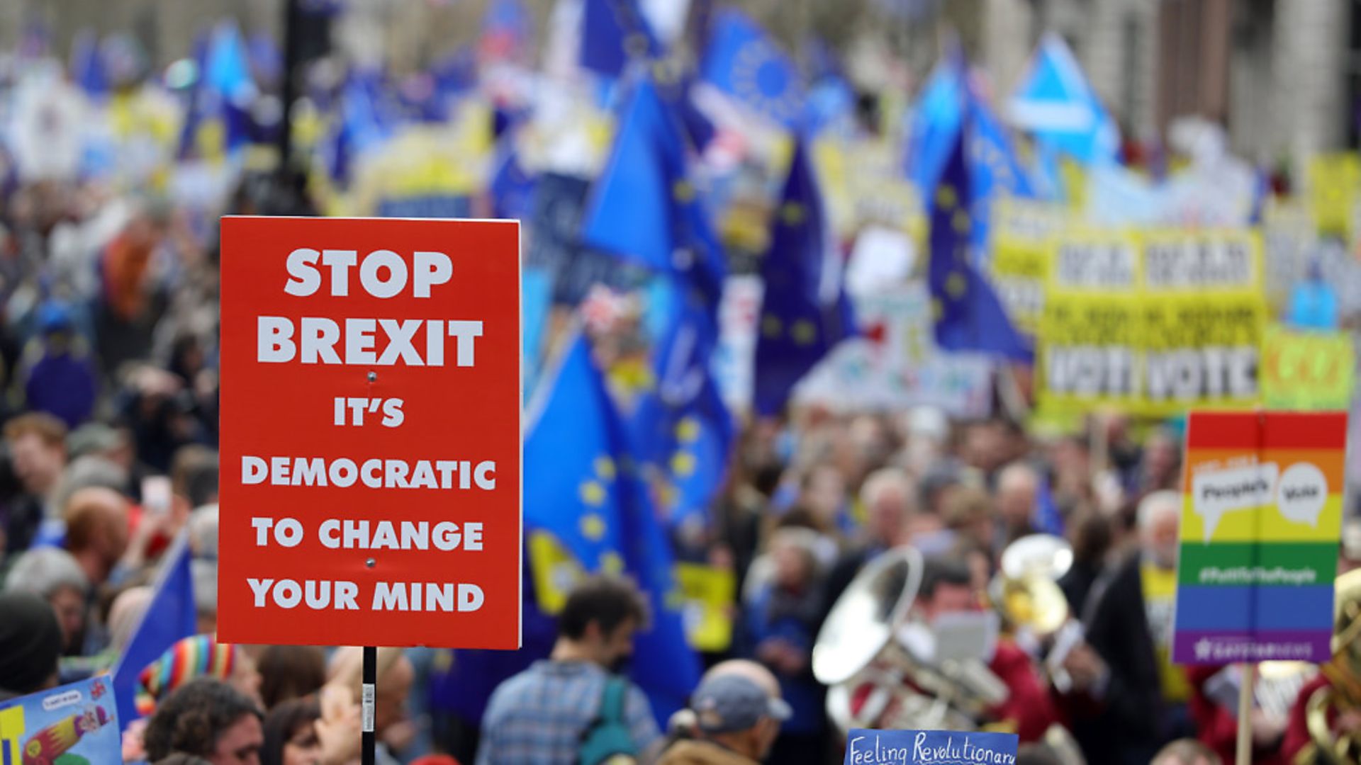 Anti-Brexit campaigners taking part in a People's Vote march in London. Photograph: Aaron Chown/PA. - Credit: PA Archive/PA Images