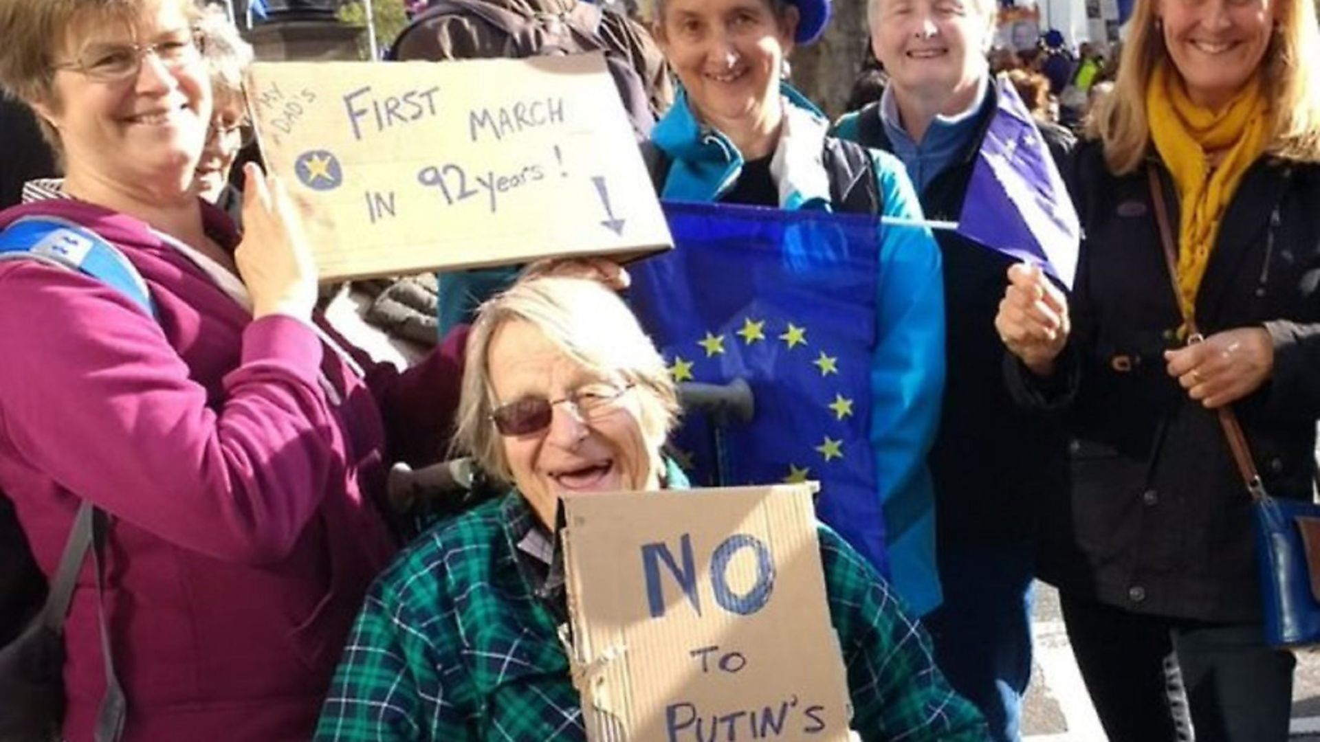 Uwe Kitzinger, a key player in Britains first involvement in the European Union who has called for a second Brexit referendum, after attending his first protest march at the age of 91. Photograph: @RosiePhippsArt/PA Wire

. - Credit: PA