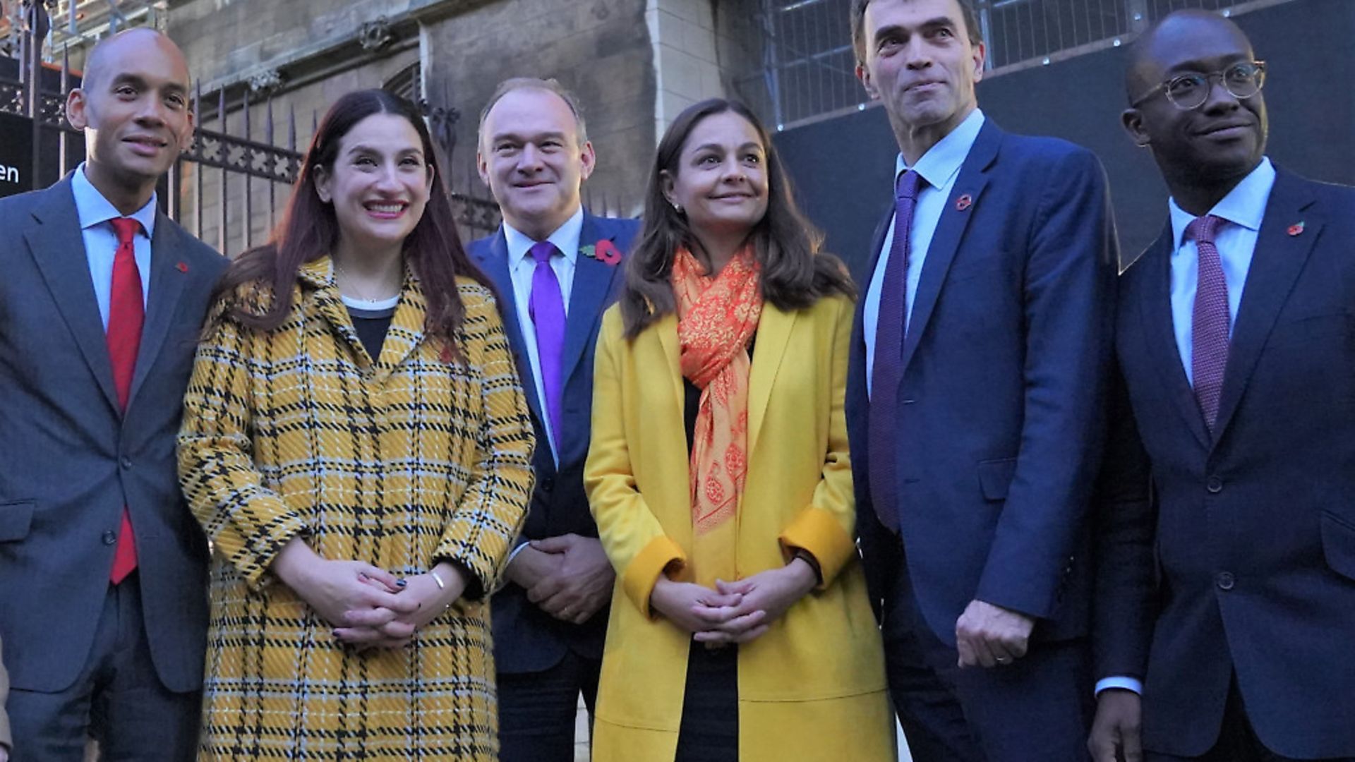 Liberal Democrat politicians (from left to right) Chuka Umunna, Luciana Berger, Ed Davey, Siobhan Benita, Tom Brake, Sam Gyimah, after Leader of the Liberal Democrats Jo Swinson. Photograph: Liberal Democrats/PA Wire. - Credit: PA