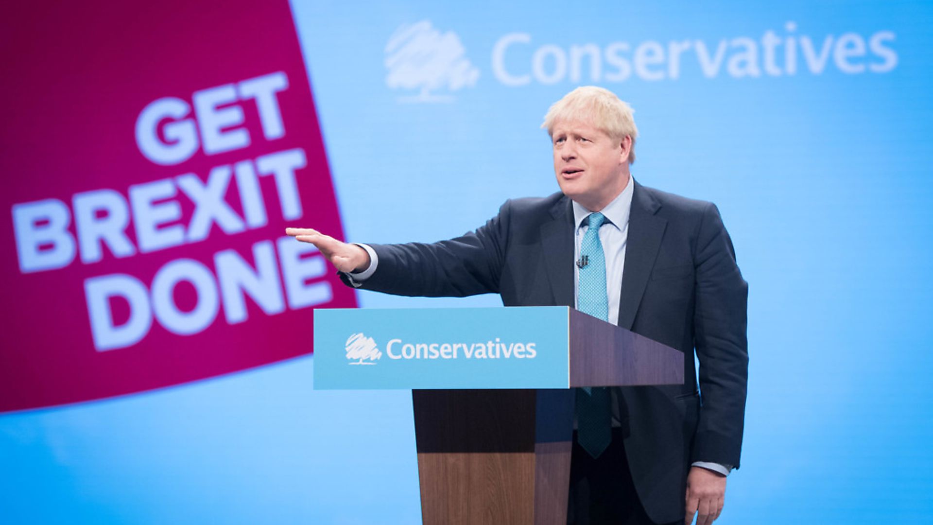 Prime Minister Boris Johnson delivers his speech during the Conservative Party Conference. Photograph: Stefan Rousseau/PA. - Credit: PA Wire/PA Images