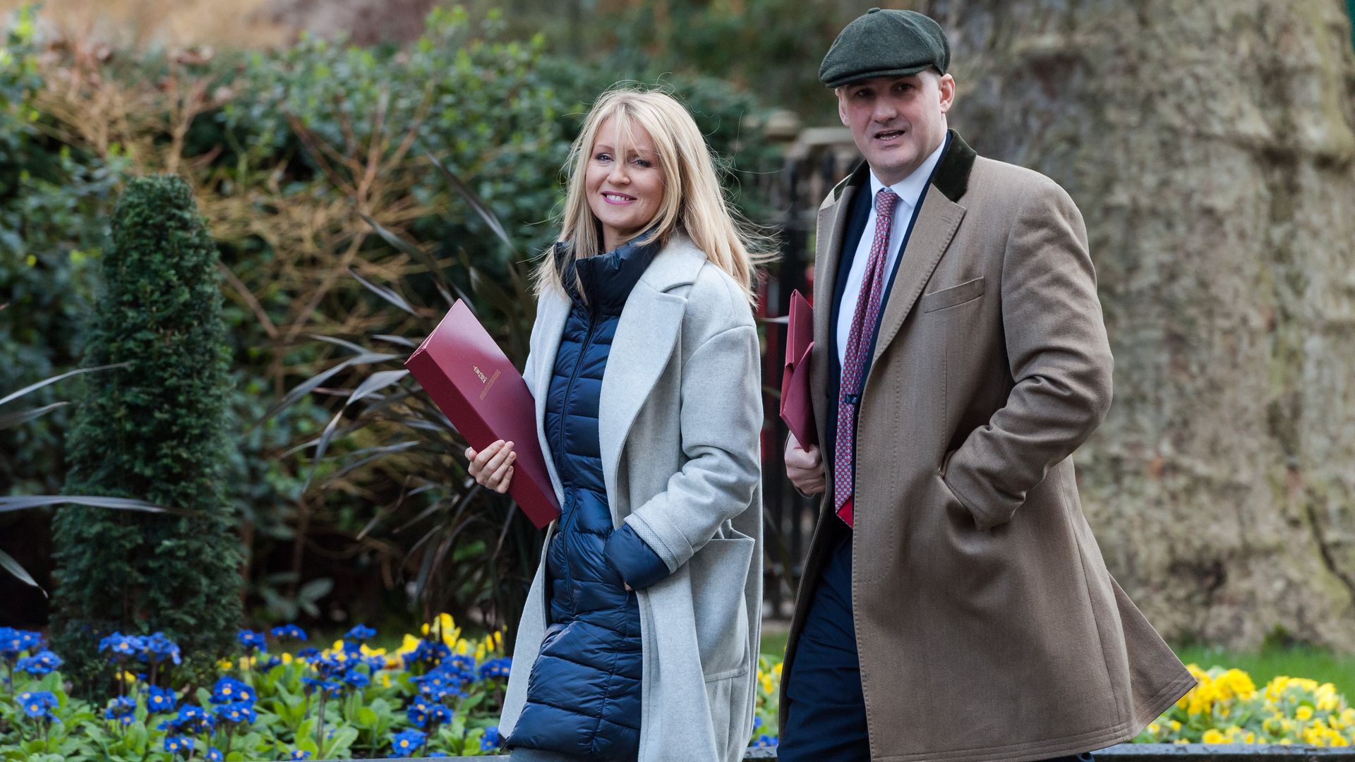 Minister of State for Housing Esther McVey (L) and Minister of State (Minister for the Northern Powerhouse and Local Growth) Jake Berry (R) arrive in Downing Street in central London to attend a Cabinet meeting - Credit: NurPhoto via Getty Images