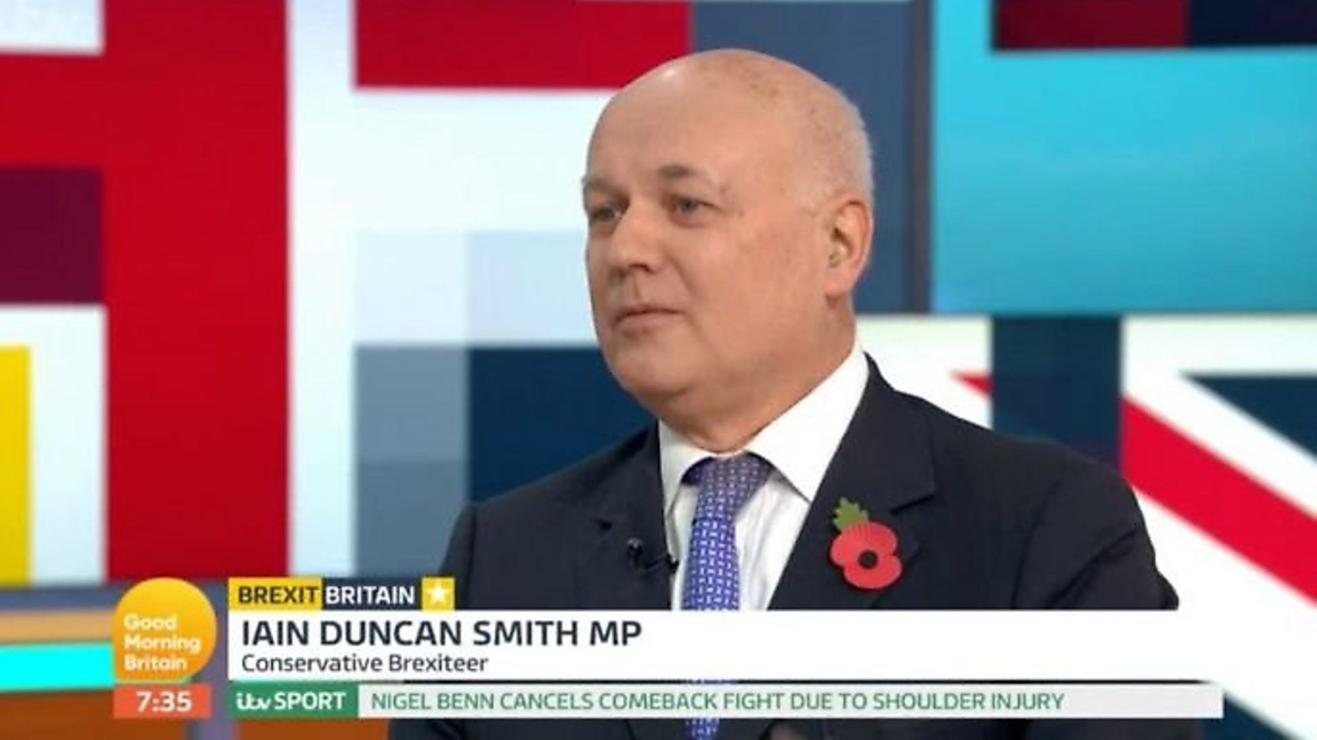 Iain Duncan-Smith on Good Morning Britain. Photograph: GMB/ITV. - Credit: Archant