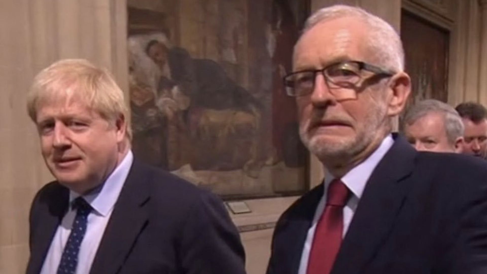 Boris Johnson and Jeremy Corbyn at the Queen's Speech. Photograph: BBC. - Credit: Archant