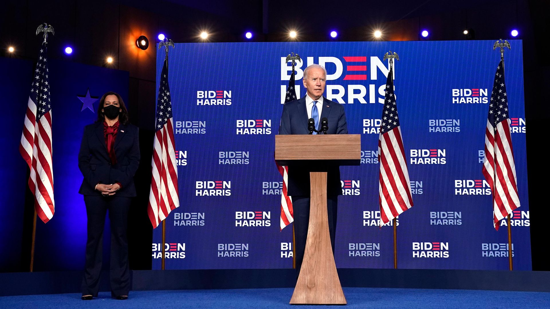 America's next president Joe Biden with vice president Sen. Kamala Harris - Credit: Getty Images