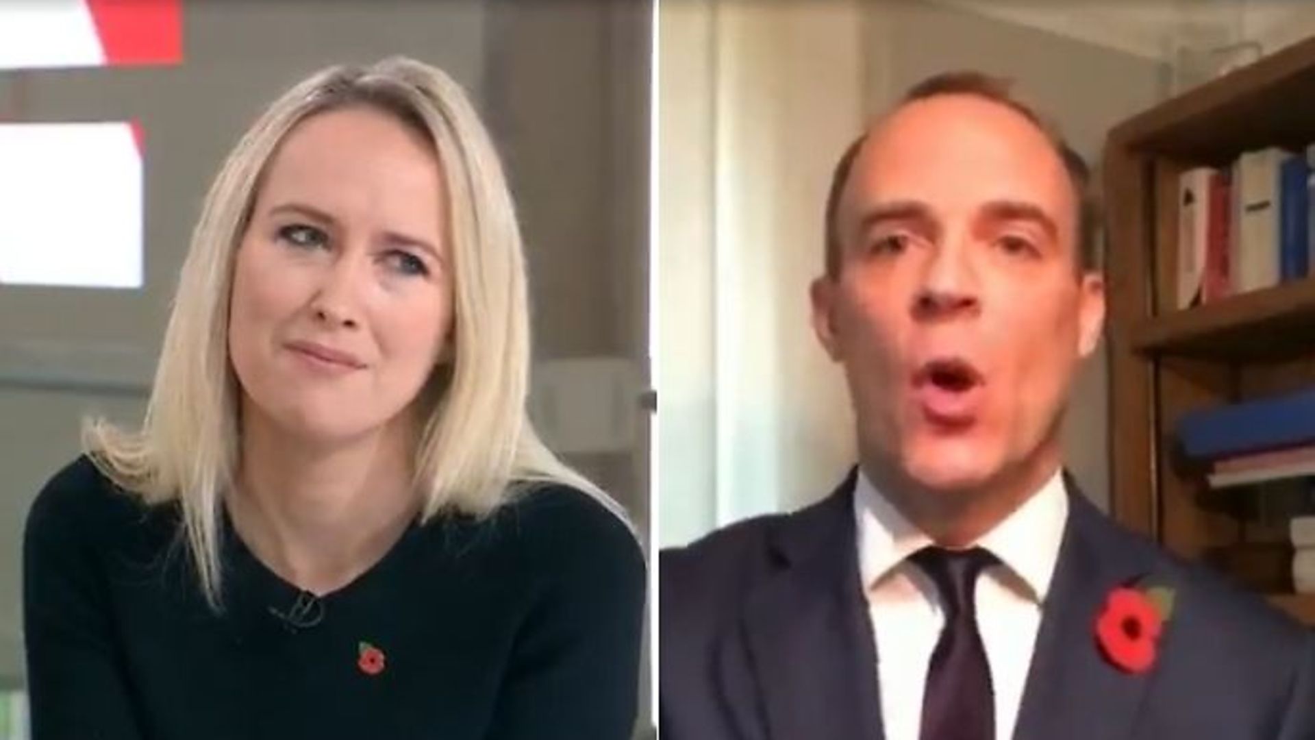 Dominic Raab (right) is interviewed by Sophy Ridge on Sky (left) - Credit: Sky News