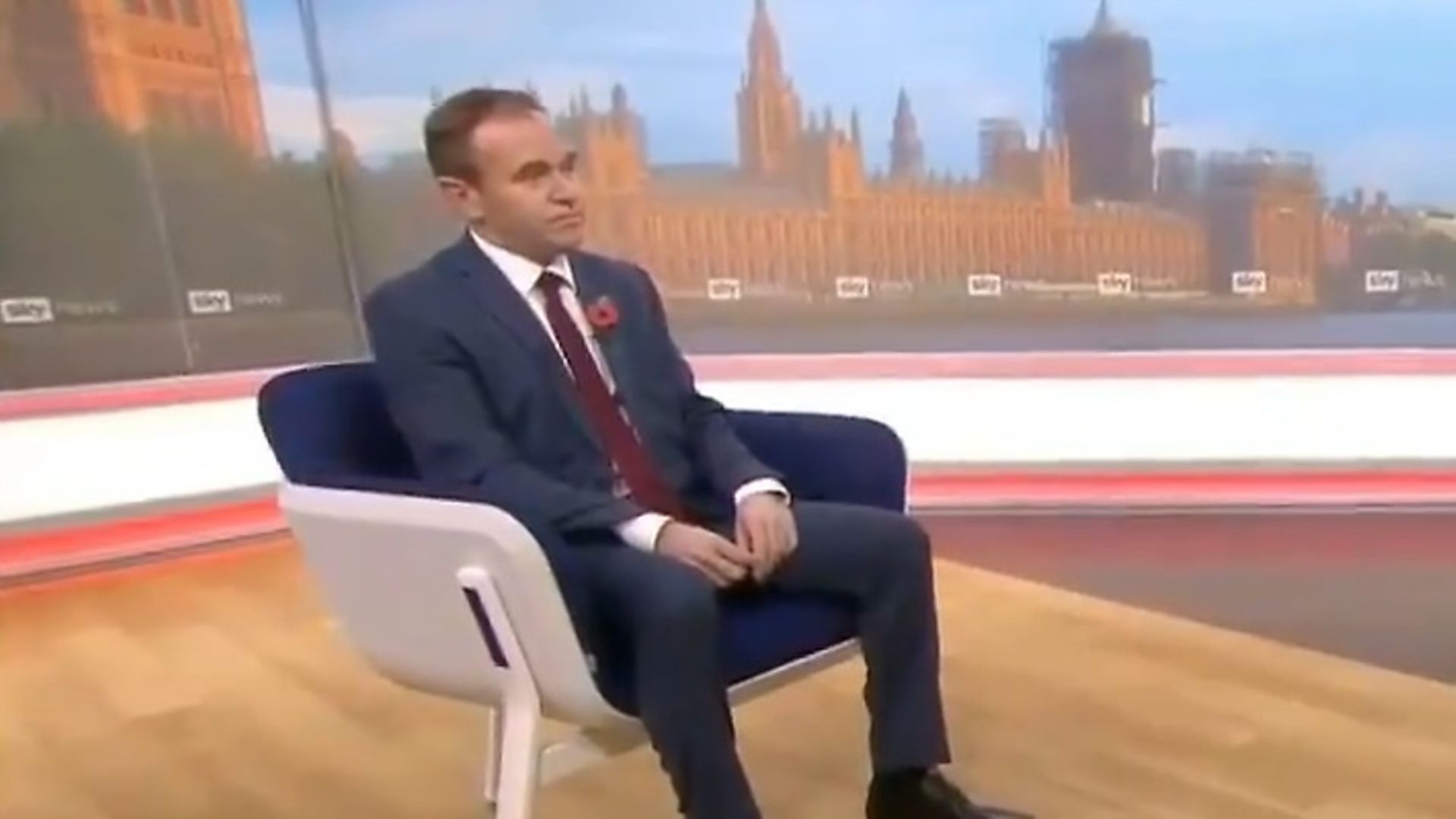 George Eustice appears on Sky News to answer questions on Joe Biden's win - Credit: Sky News