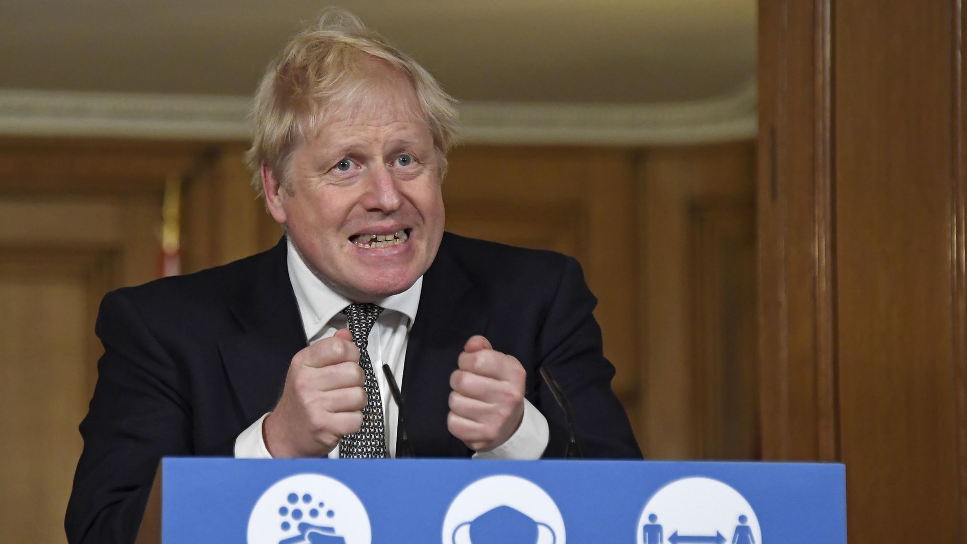 Prime Minister Boris Johnson during a media briefing in Downing Street, London, on coronavirus (COVID-19). - Credit: PA