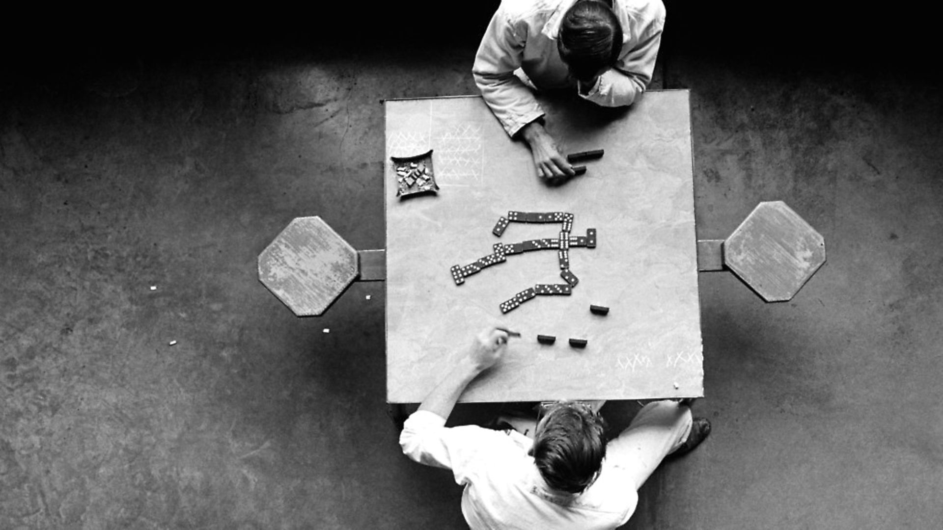 USA. Huntsville, Texas. 1968. The Walls is a walled penitentiary, it is the oldest unit of the system and is located near the center of the town of Huntsville. Cell block table. Photo: �Danny Lyon / Magnum Photos - Credit: �Danny Lyon / Magnum Photos