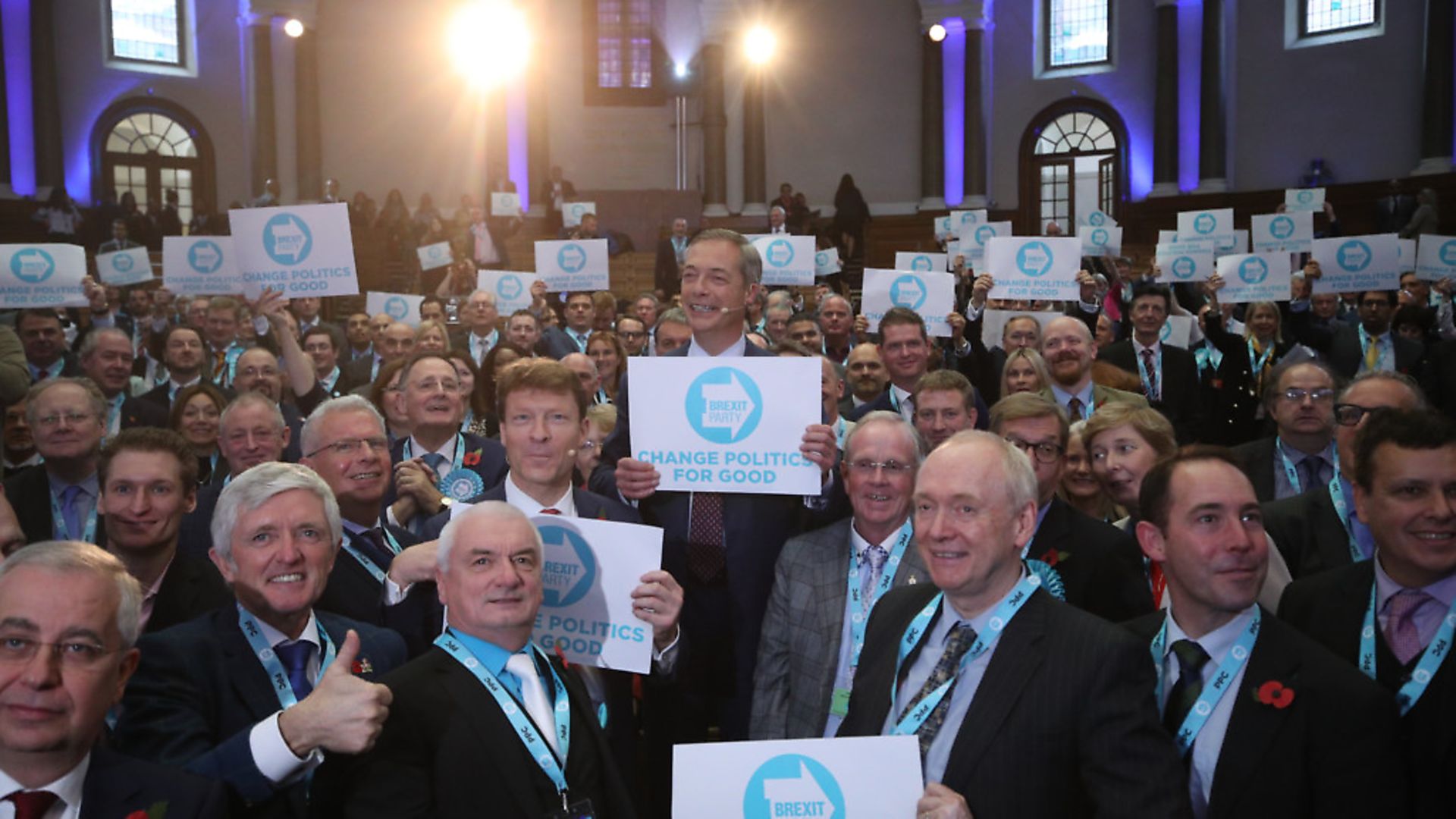 Brexit Party chairman Richard Tice (centre left) with party leader Nigel Farage (centre) and some of its candidates. Photograph: Yui Mok/PA Wire - Credit: PA Wire/PA Images