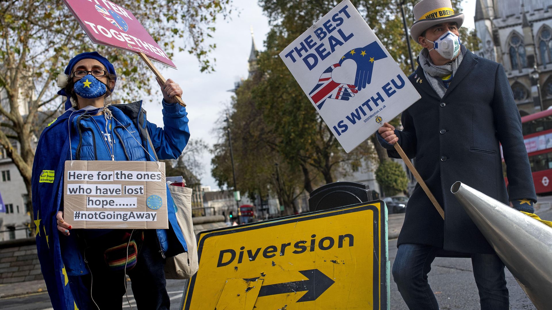 Anti-Brexit demonstrators in Westminster, London. - Credit: PA