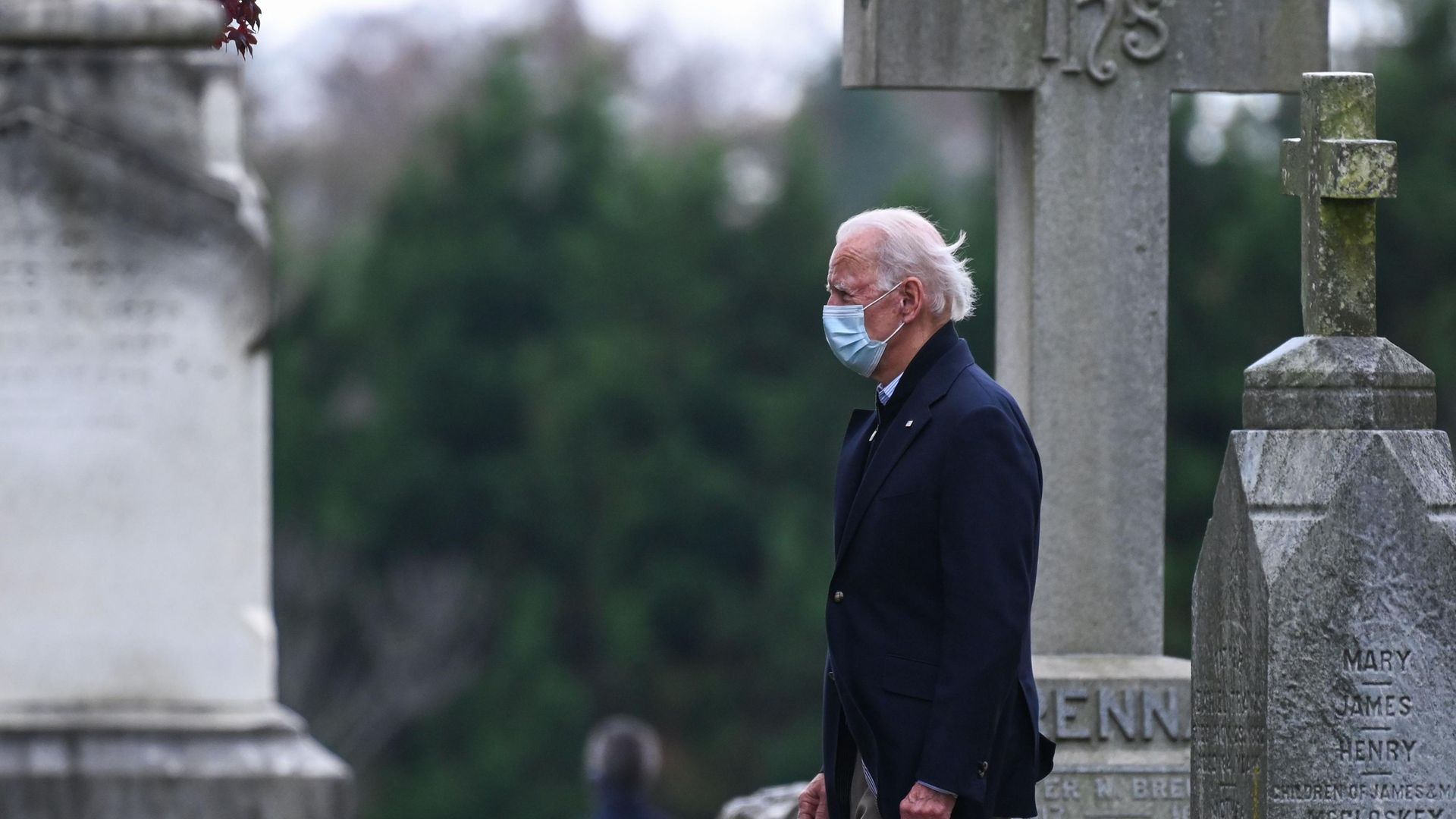 President-elect Joe Biden leaves church after attending Mass in Wilmington, Delaware - Credit: AFP via Getty Images