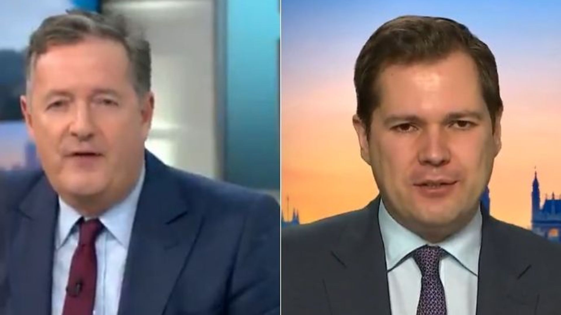 Piers Morgan (L) and cabinet minister Robert Jenrick on GMB - Credit: Twitter