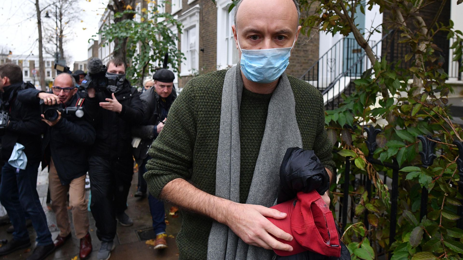 Dominic Cummings, previously Boris Johnson's most senior aide, leaving his residence in London - Credit: AFP via Getty Images