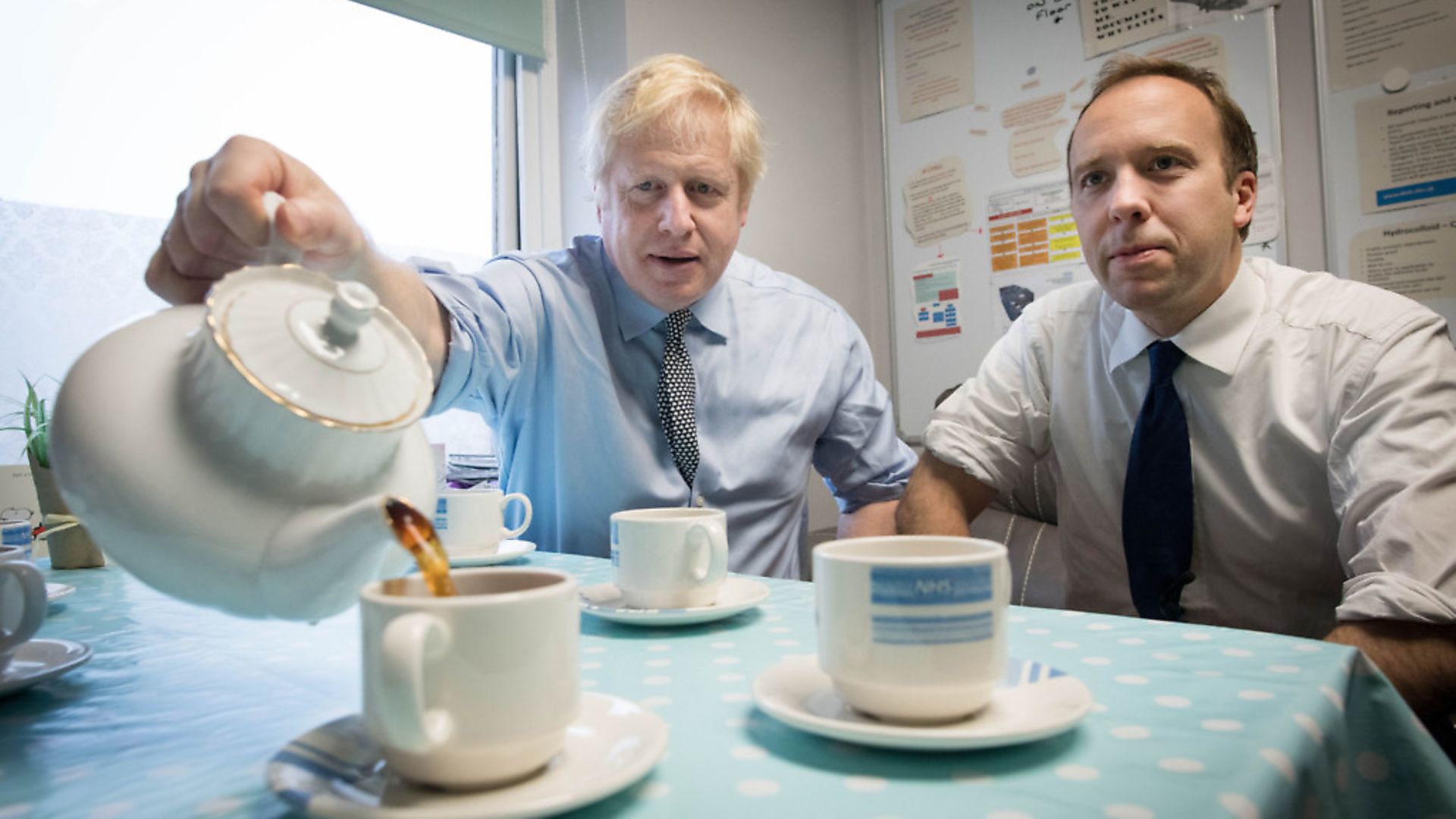 Prime Minister Boris Johnson (left) with Health Secretary Matt Hancock during a visit to Bassetlaw District General Hospital in Worksop. Photograph: Stefan Rousseau/PA Wire. - Credit: PA
